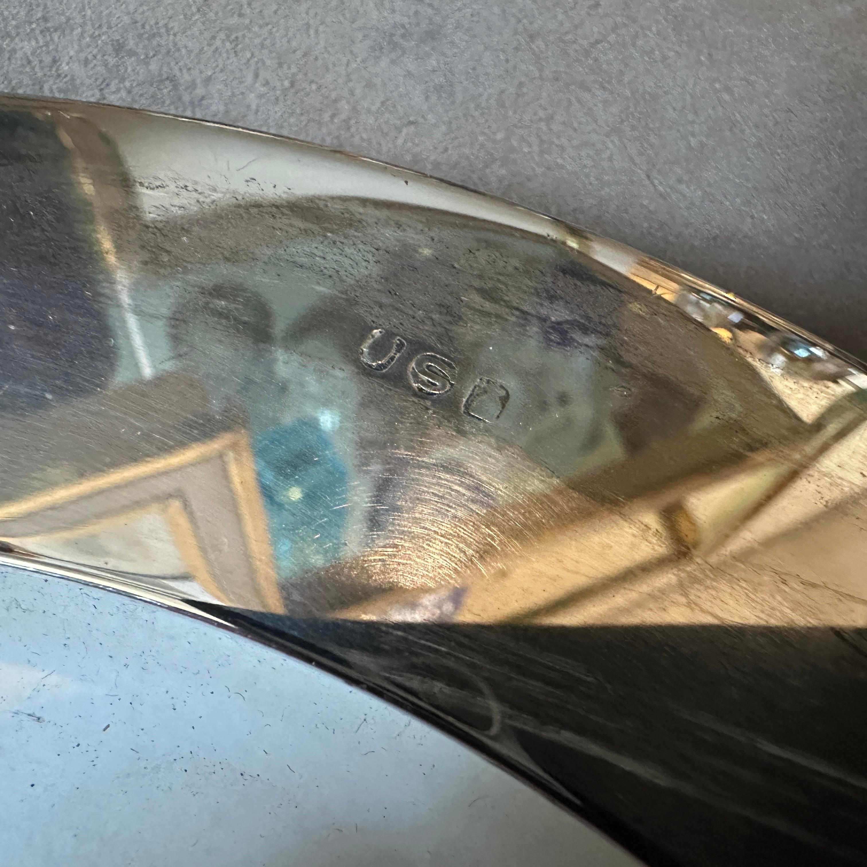 1980s Lino Sabattini Style Minimalist Silver Plated and Glass Bowl For Sale 3
