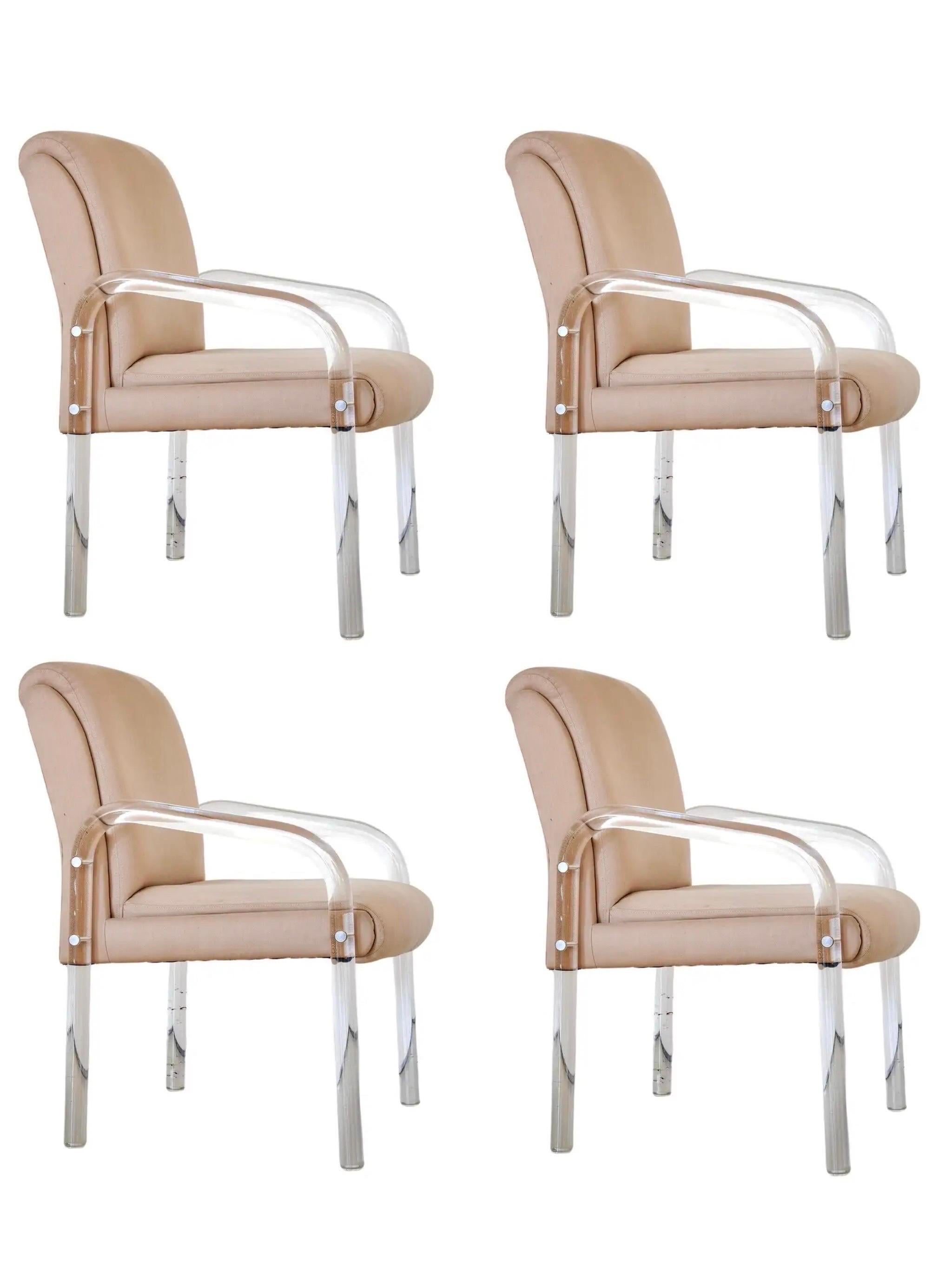 1980s Lion in Frost for Hill Manufacturing Lucite Dining Chairs - Set of 4