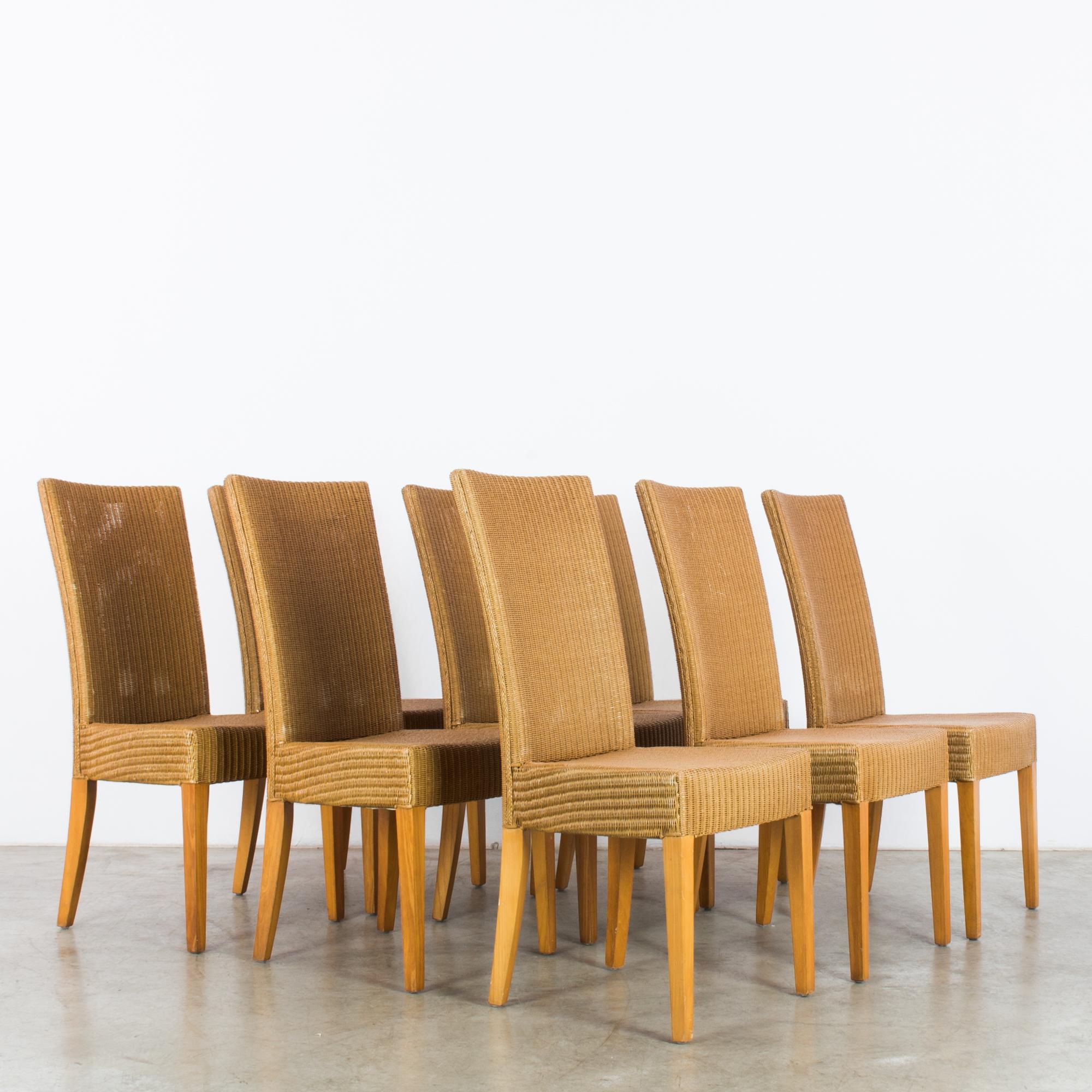 1980s Lloyd Loom Wooden Dining Chairs, Set of Eight 2