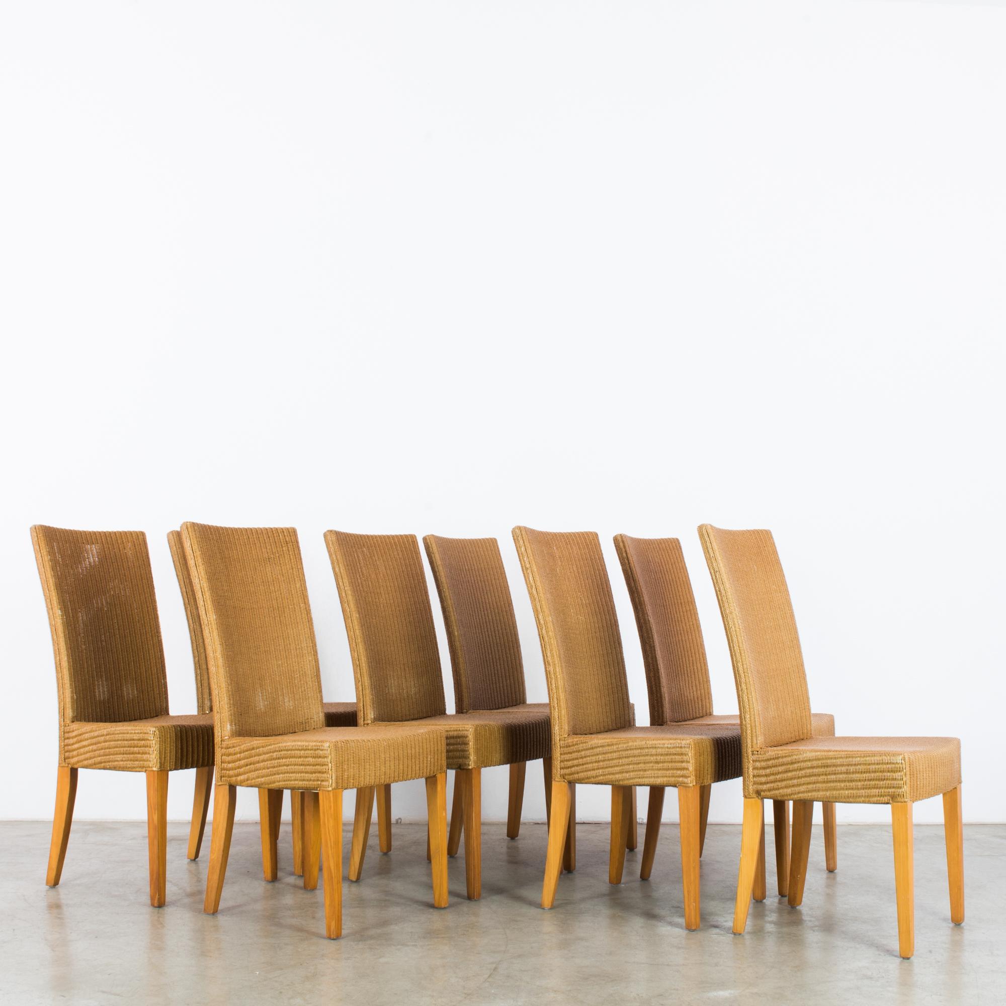 1980s Lloyd Loom Wooden Dining Chairs, Set of Eight 3