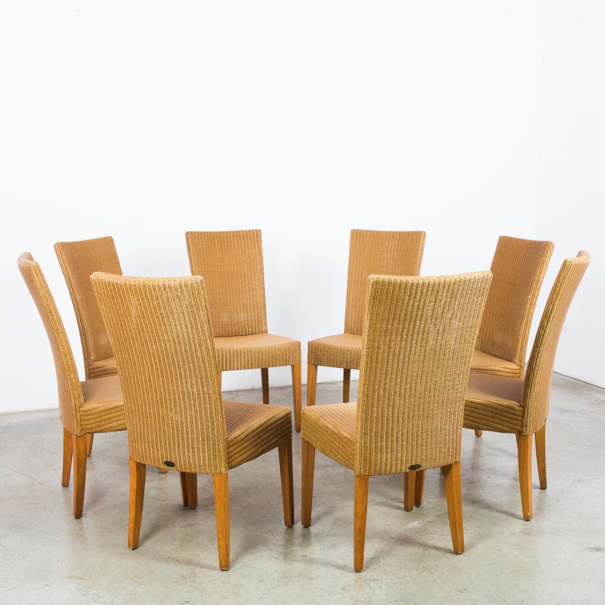 1980s Lloyd Loom Wooden Dining Chairs, Set of Eight 4