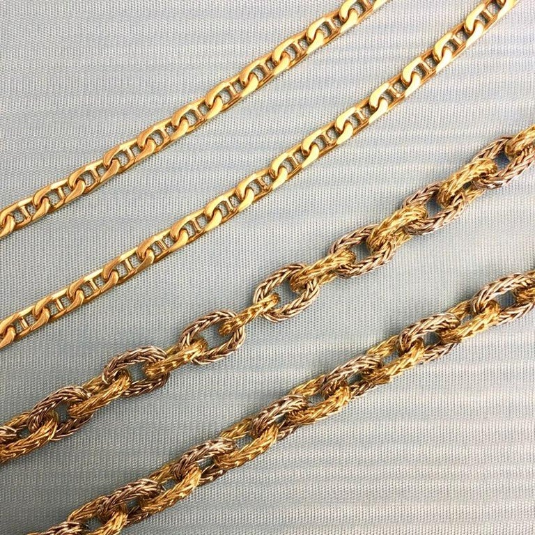 Women's or Men's 1980s Long Bulgari Gold Mariner's Link Chain For Sale