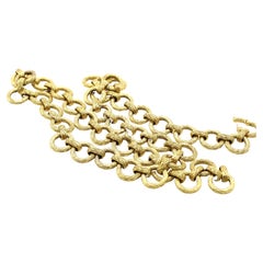 1980s Long Textured Link 18 Karat Gold Chain Necklace