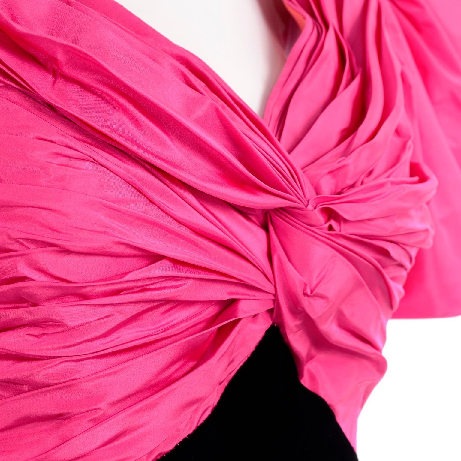 1980s Lorcan Mullany Bellville Sassoon Pink & Black Vintage Evening Dress  5