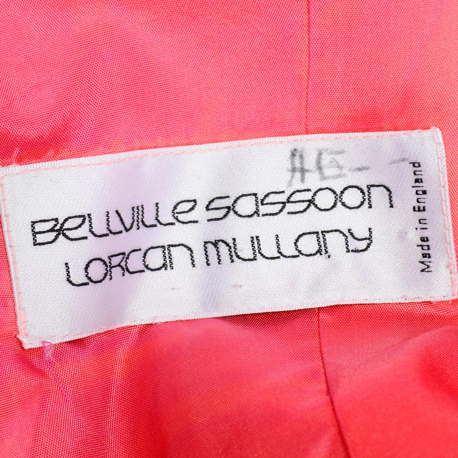 1980s Lorcan Mullany Bellville Sassoon Pink & Black Vintage Evening Dress  7