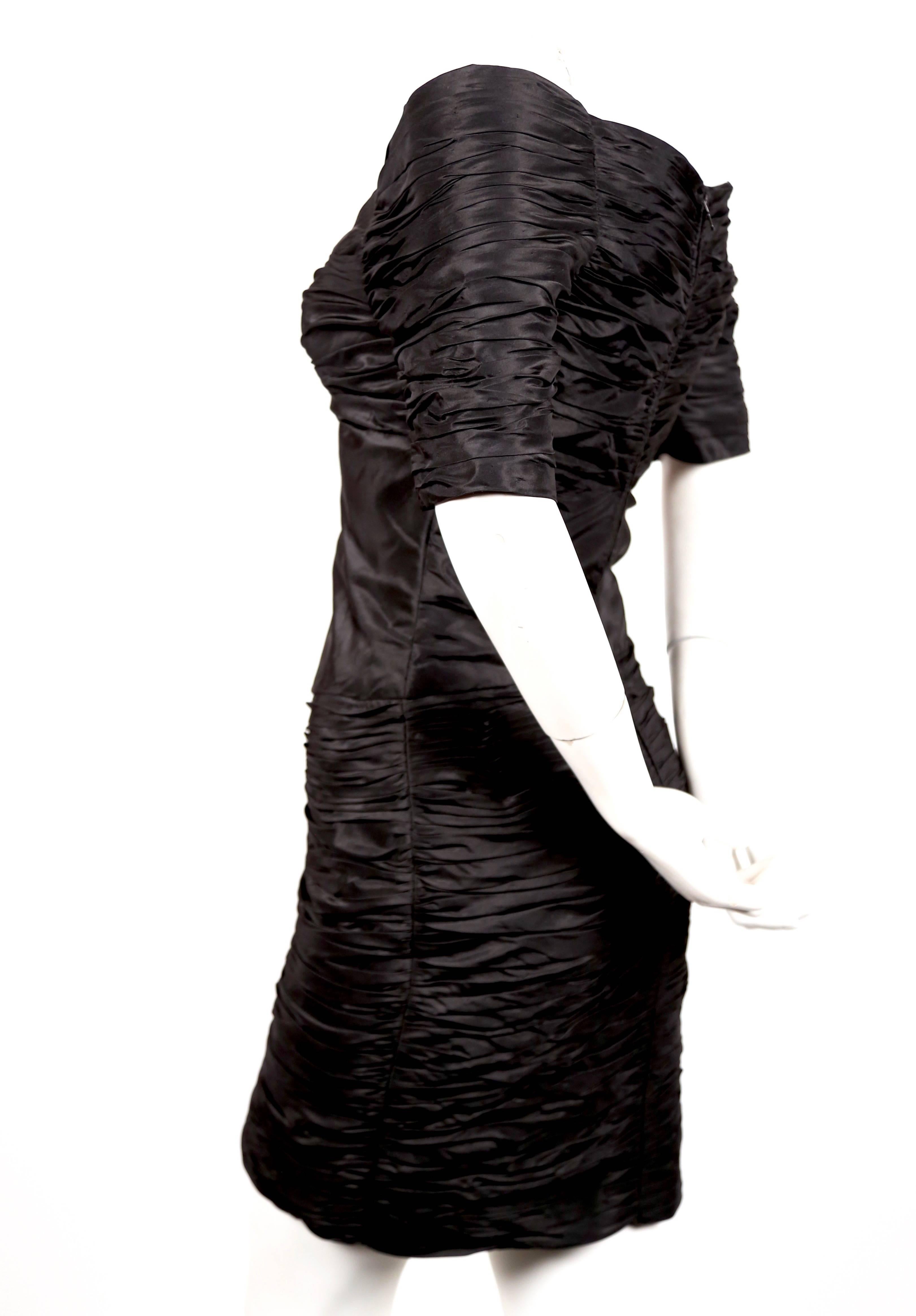 1980's LORIS AZZARO black ruched off the shoulder dress  In Good Condition For Sale In San Fransisco, CA