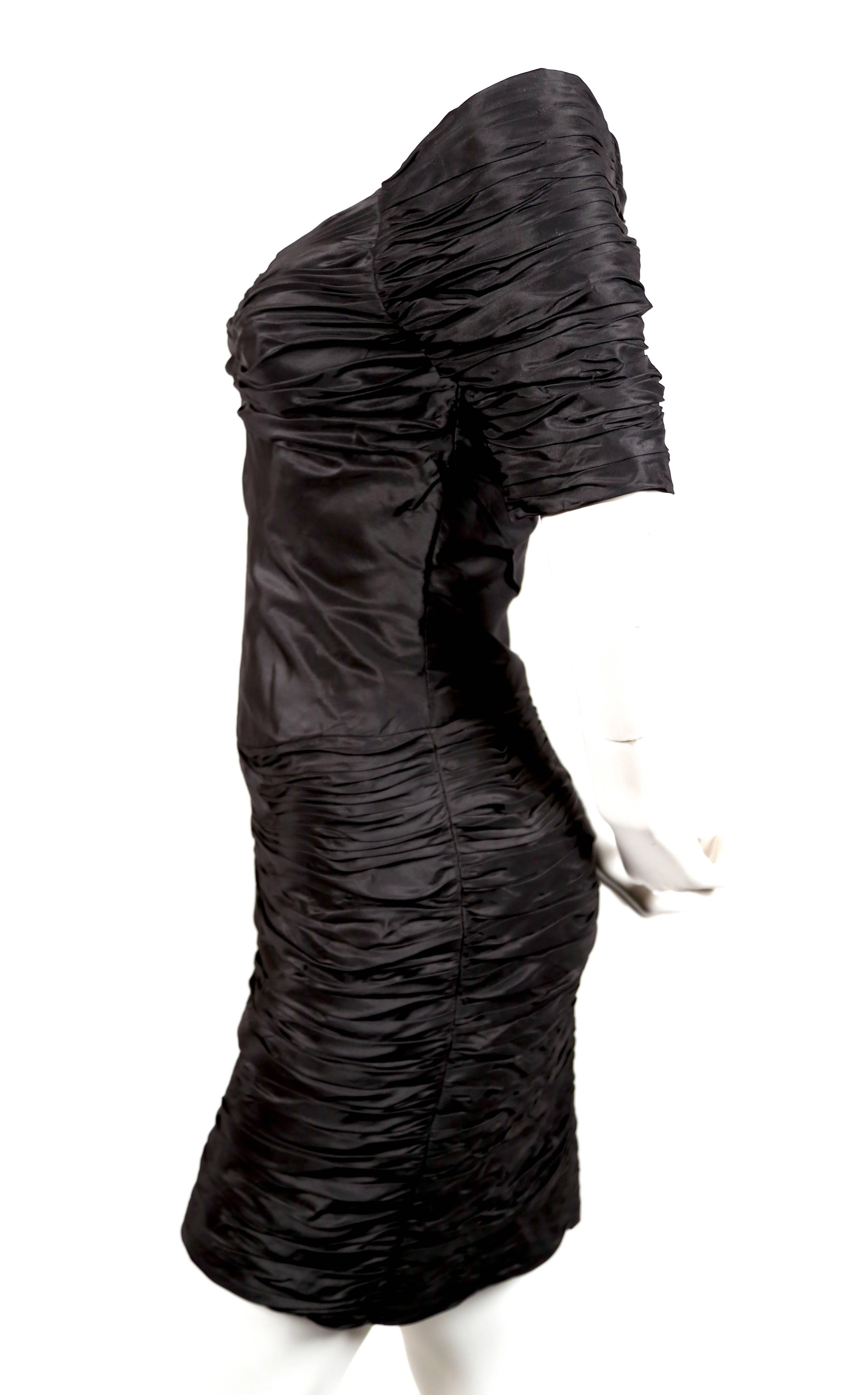 1980's LORIS AZZARO black ruched off the shoulder dress  For Sale 1