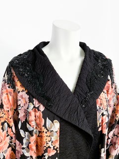 1980s Lorrie Kabalan Floral Printed Cocoon Coat