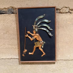 Los Castillo Maya Revival  Wandkunst Kupfer Bronze Malachit Mosaico Azteca