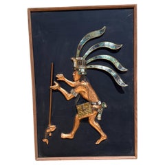 Los Castillo Mayan Revival  Wall Art Copper Bronze Malachite Mosaico Azteca