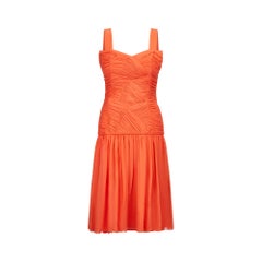 1980s Louis Feraud Orange Silk Crepe Dress