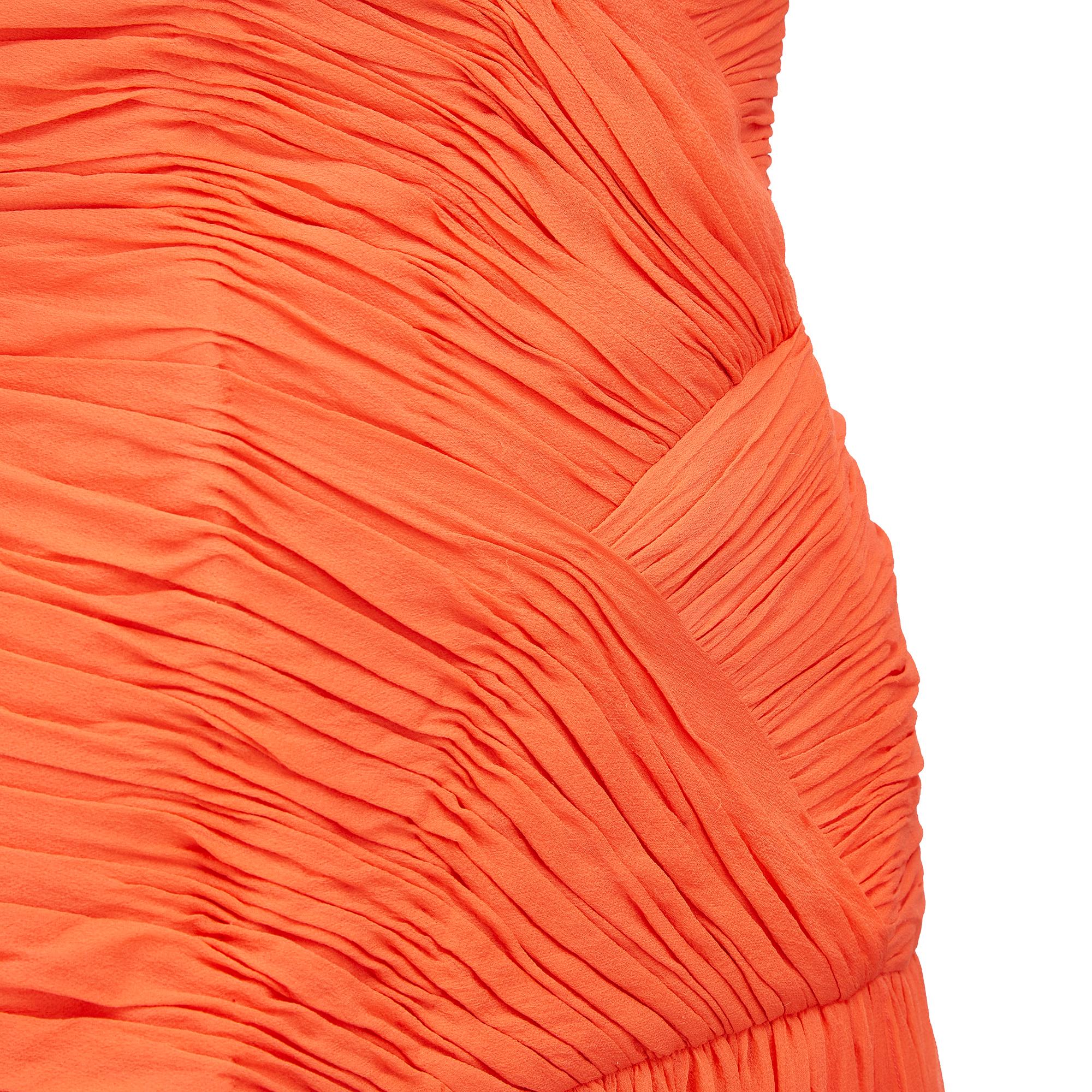 Women's 1980s Louis Feraud Orange Silk Crepe Dress For Sale