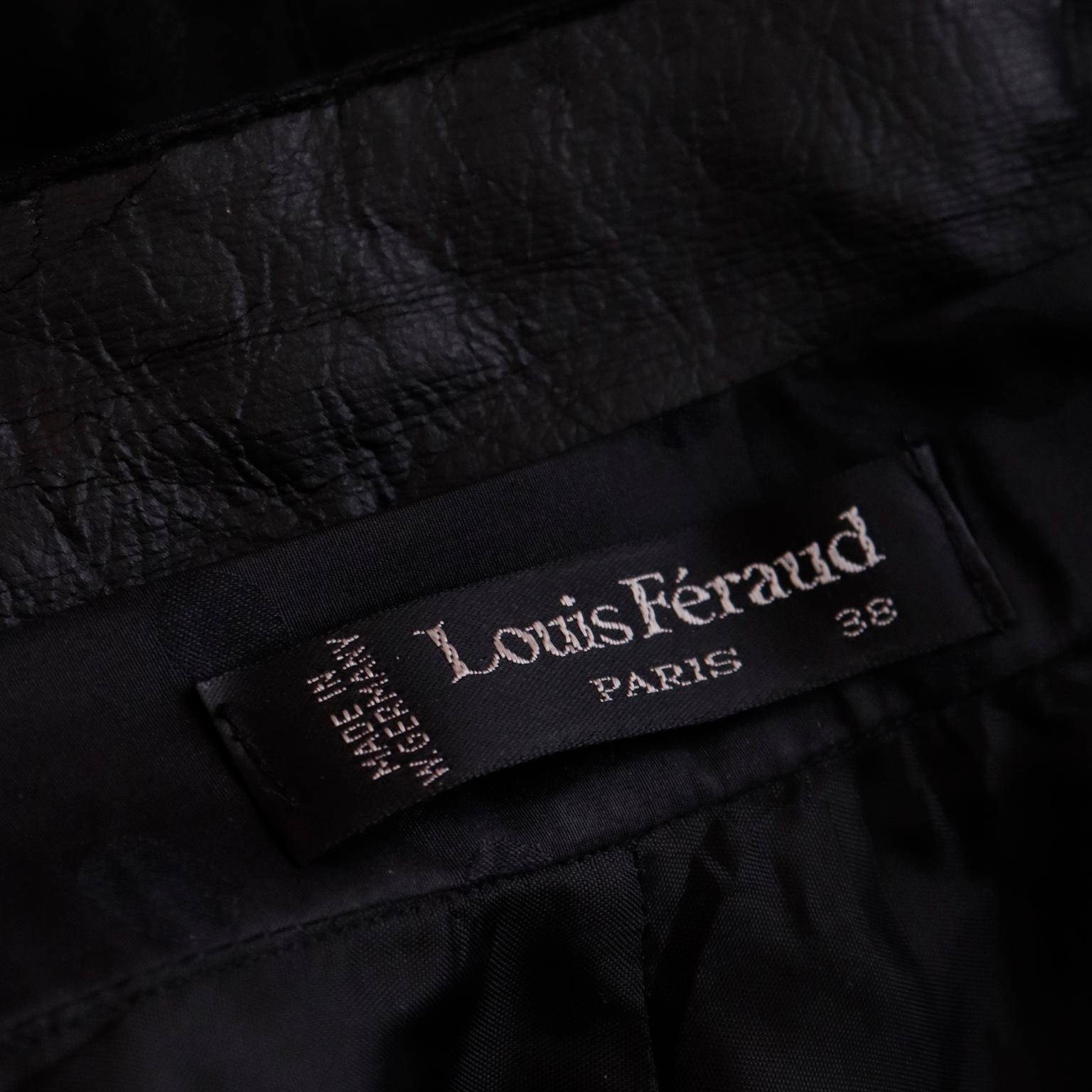 1980s Louis Feraud Vintage Black Silk Taffeta Polka Dot Ruffled Skirt w Belt For Sale 2
