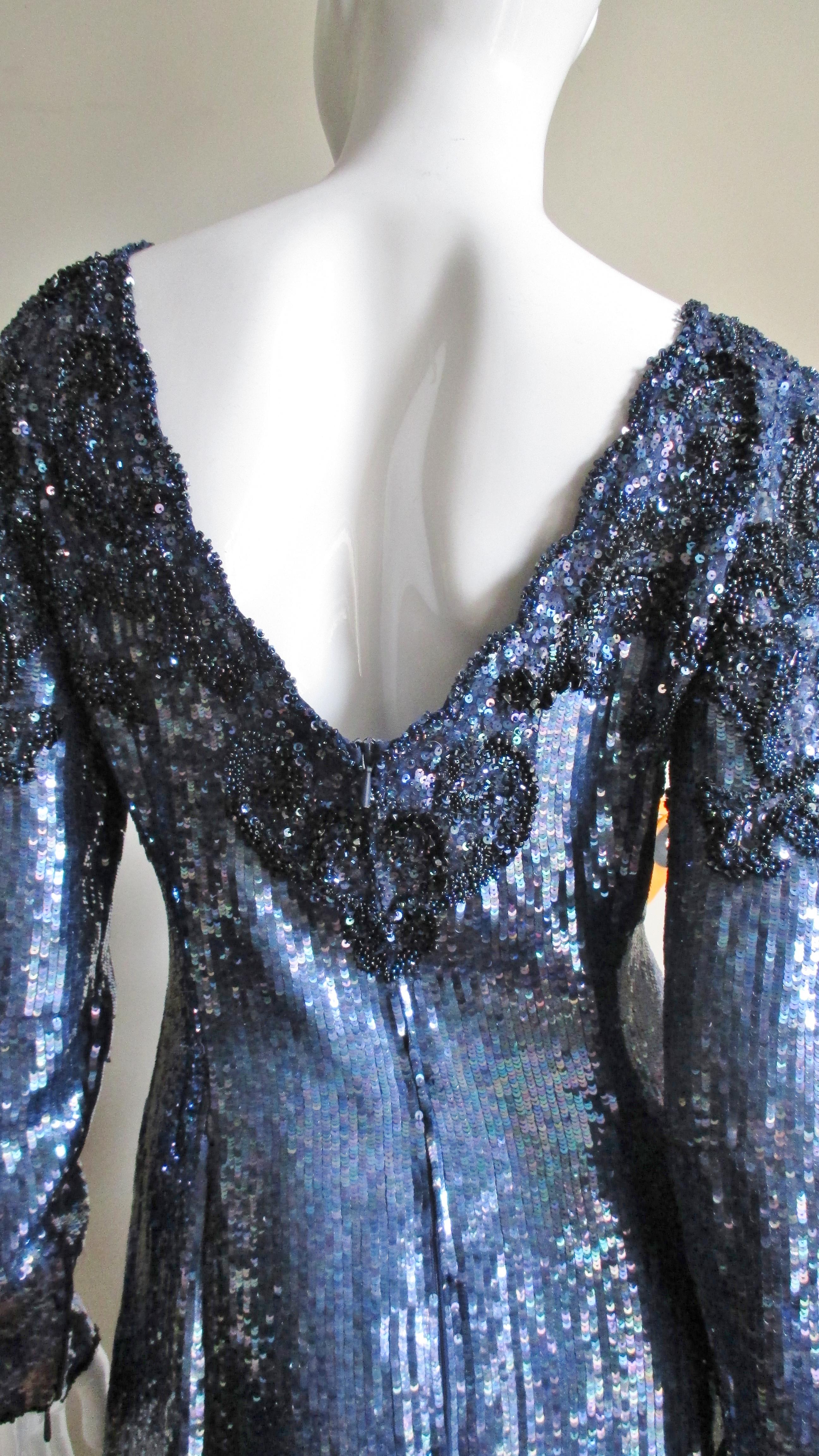 Louis Feraud Beaded Silk Gown 1990s For Sale 7