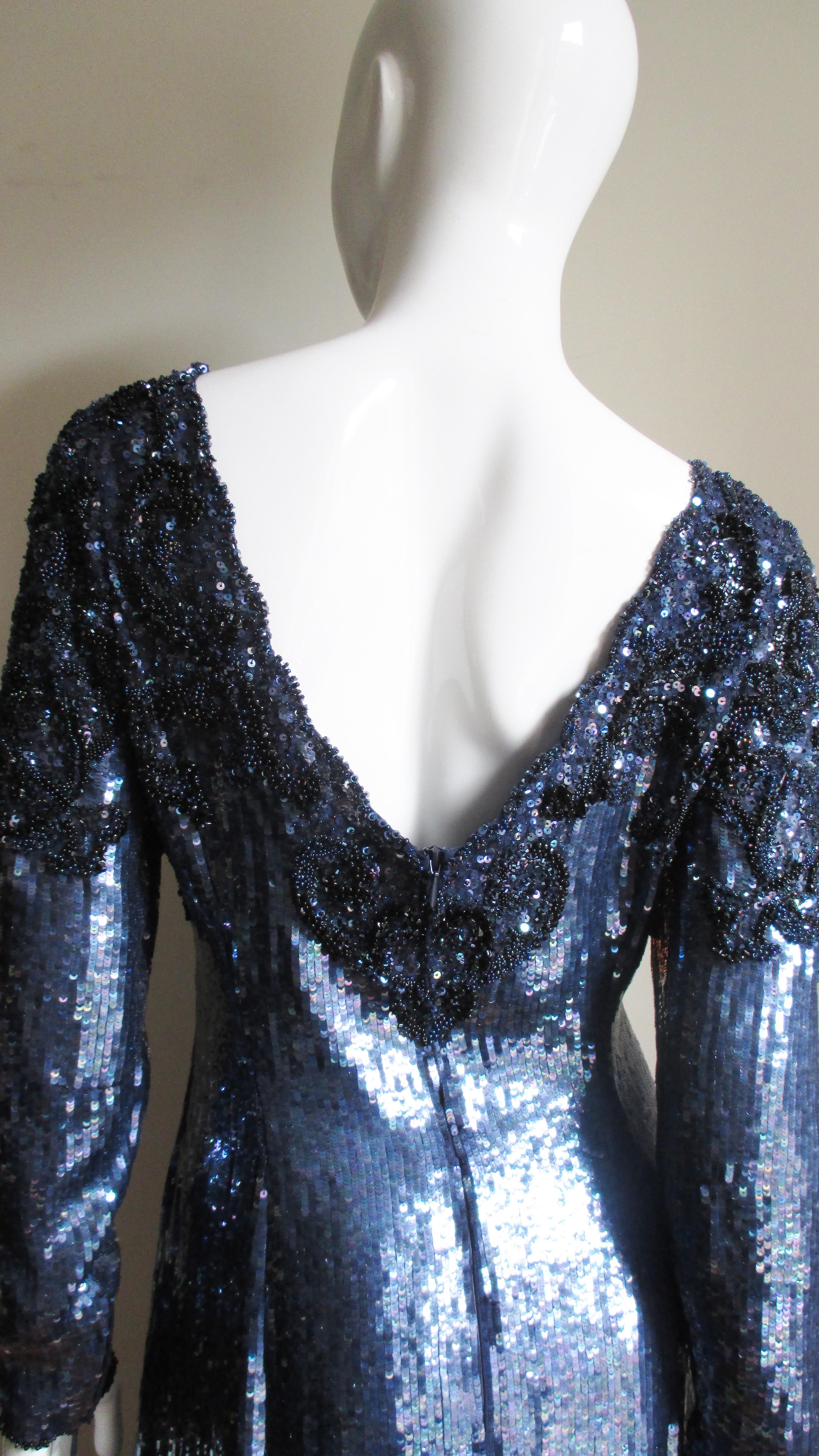 Louis Feraud Beaded Silk Gown 1990s For Sale at 1stDibs