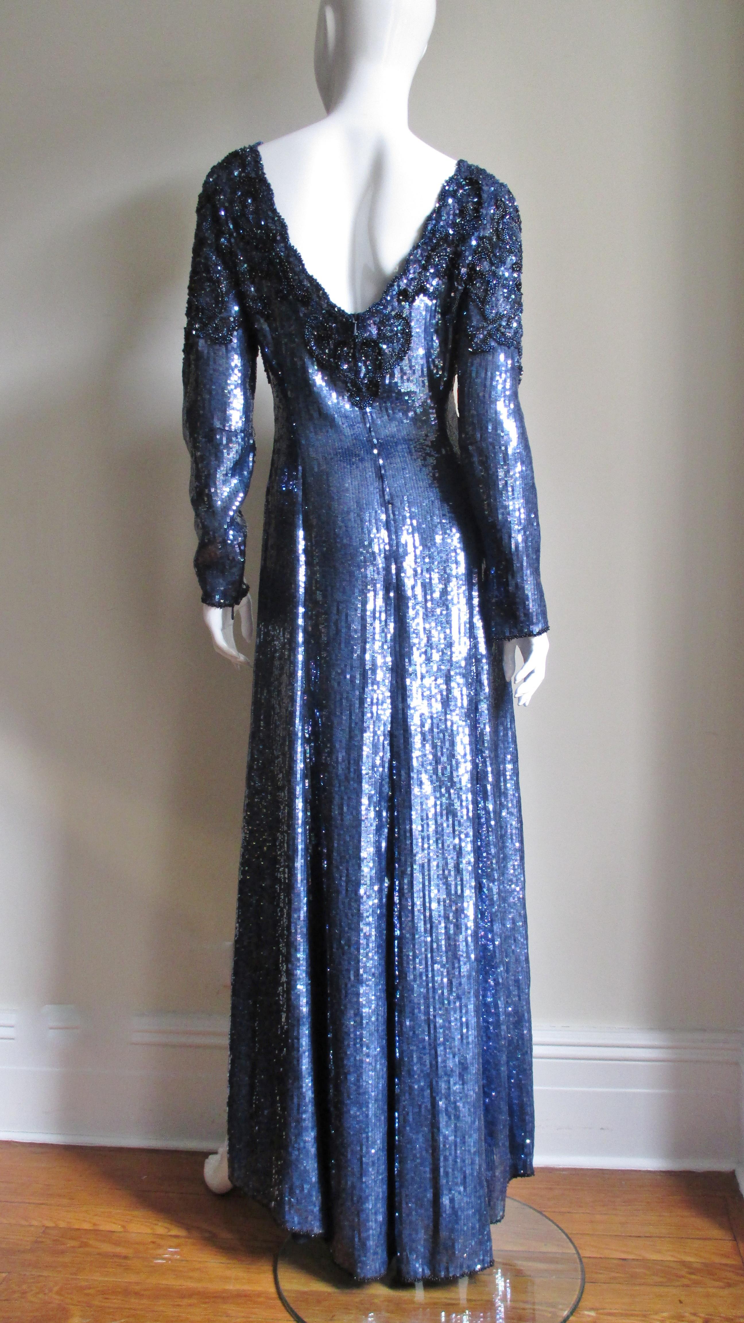 Louis Feraud Beaded Silk Gown 1990s For Sale 10