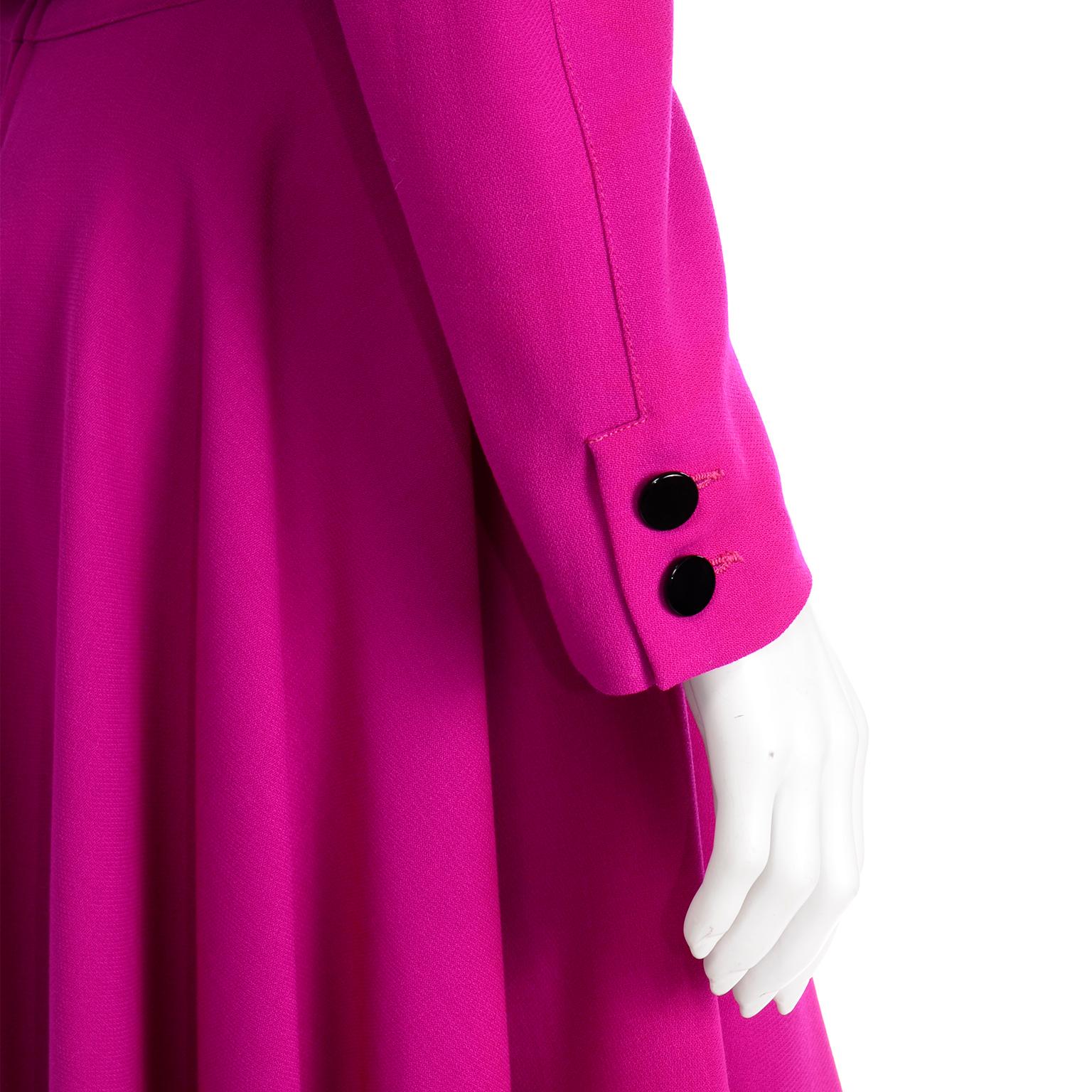 1980s Louis Feraud Vintage Magenta Pink Dress Size 6 7