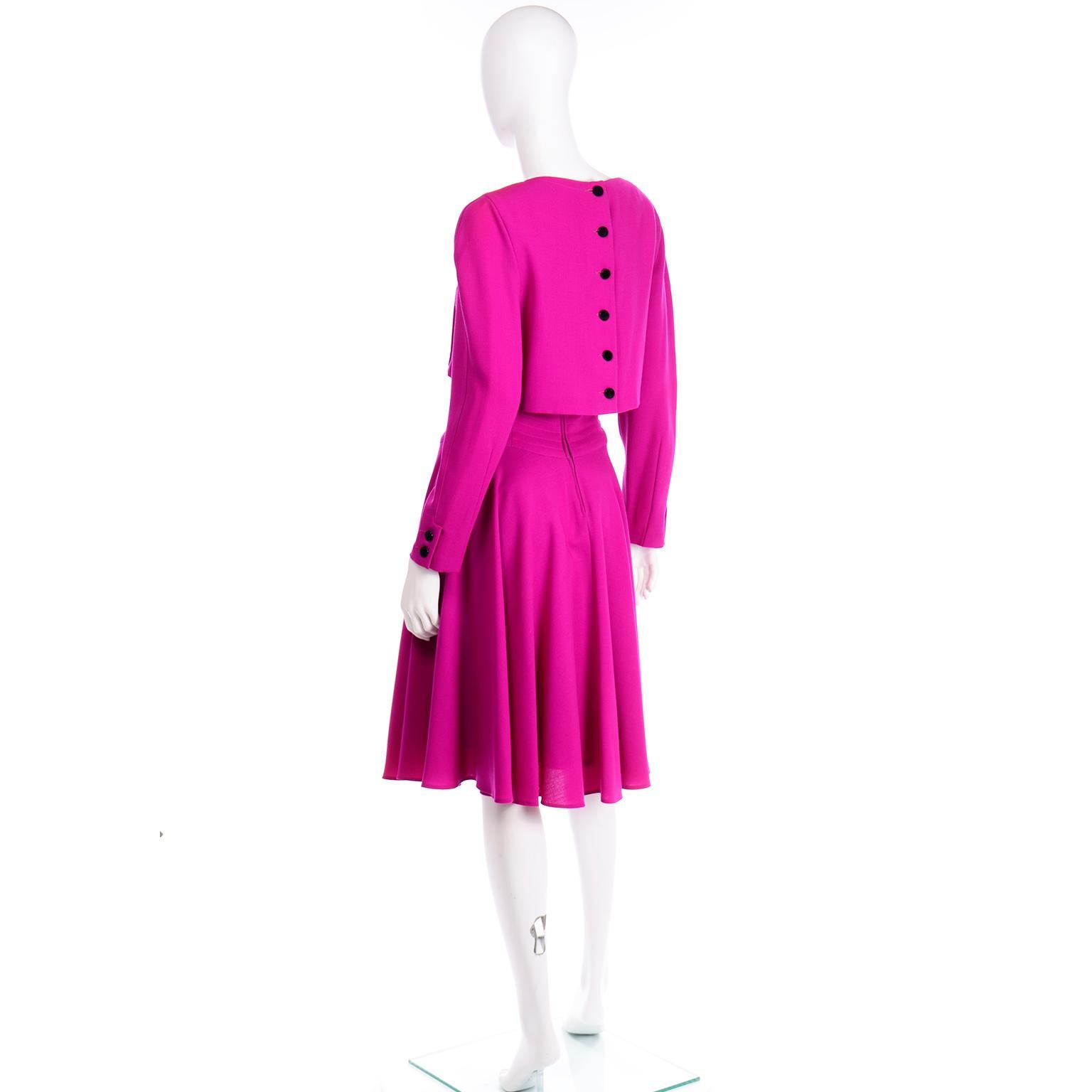Women's 1980s Louis Feraud Vintage Magenta Pink Dress Size 6