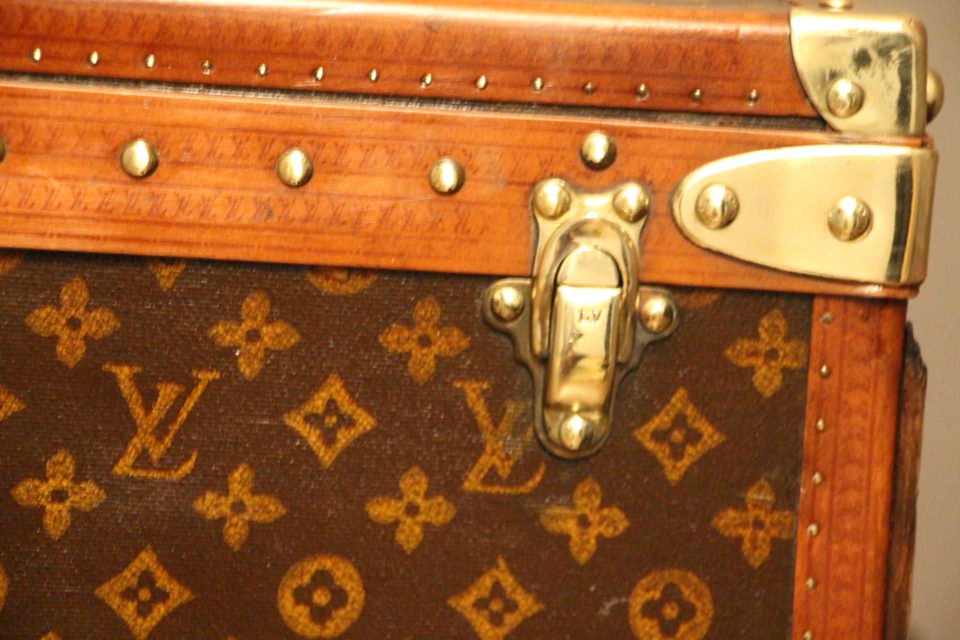 Brass 1930-1950s Louis Vuitton Stenciled Monogram Suitcase, Alzer 75 Louis Vuitton