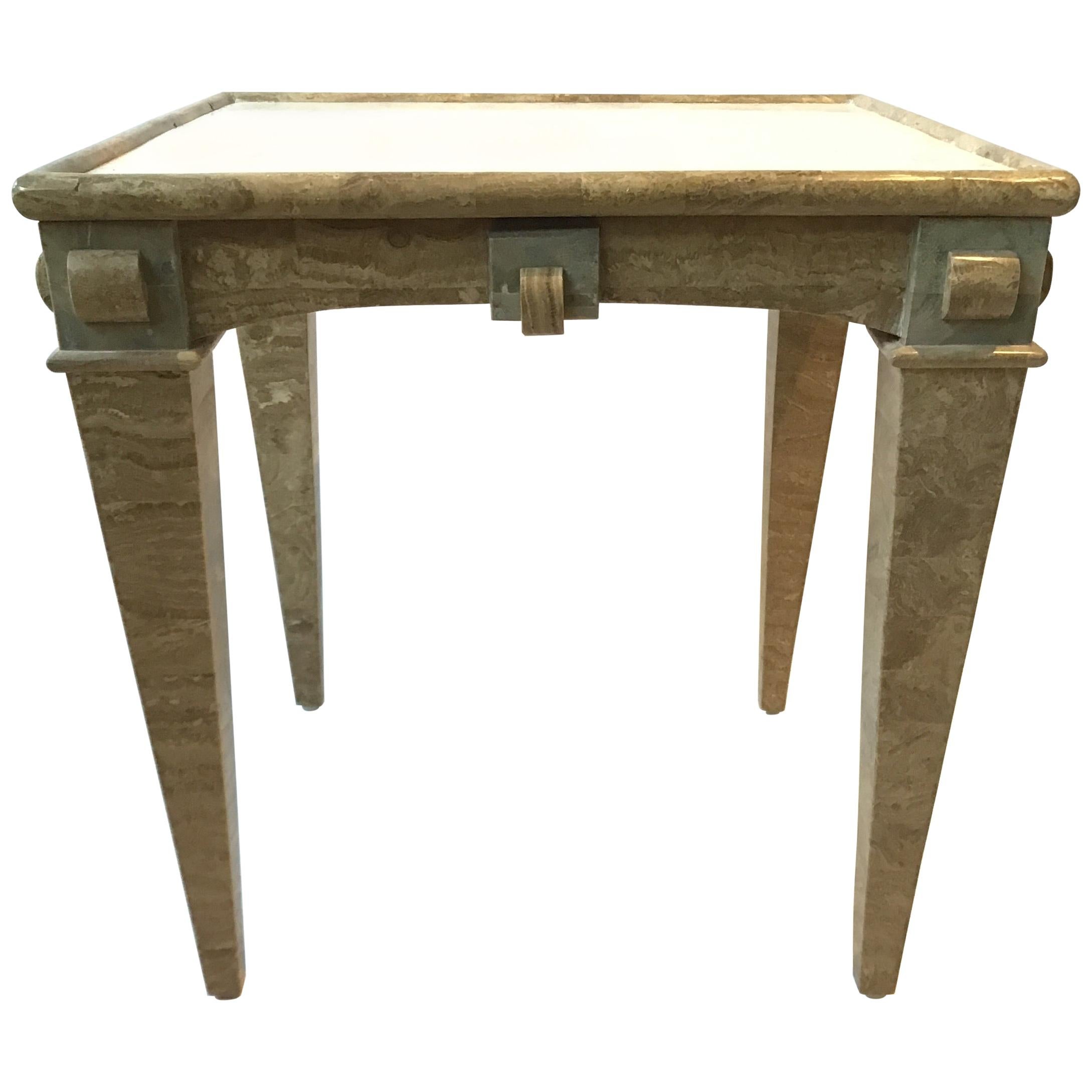 1980s Louis XVI Marble Side Table
