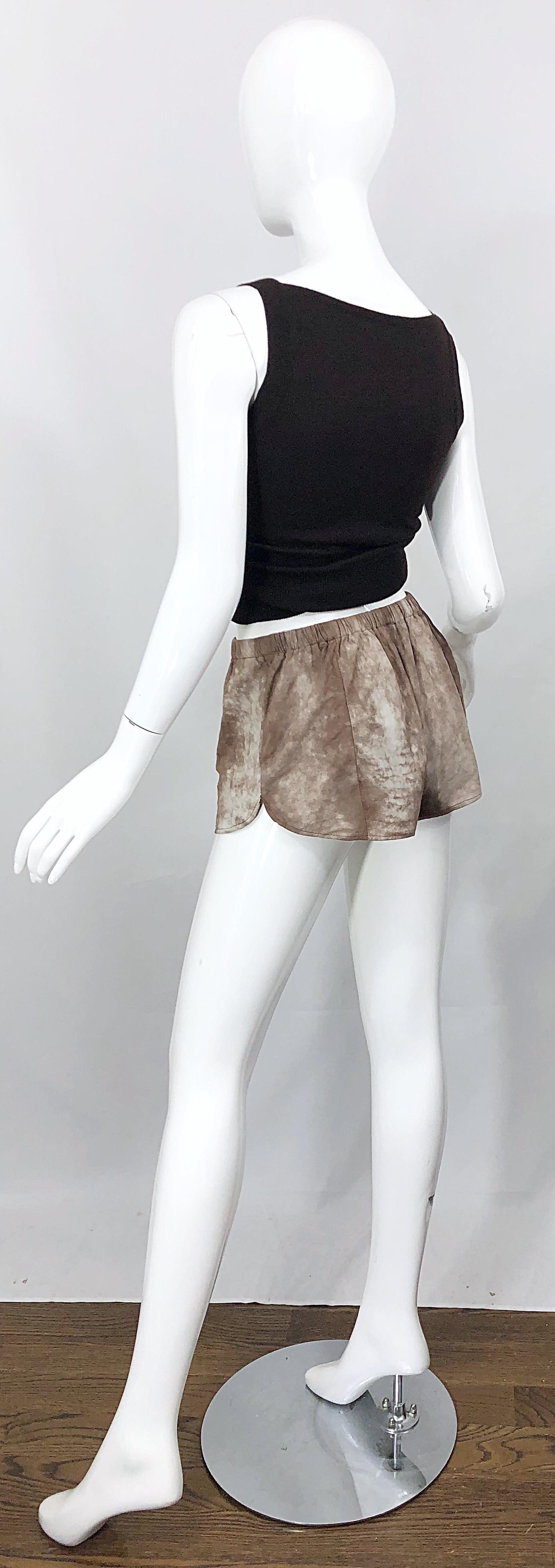1980s Love, Melody Sabatasso Sheepskin Leather Brown Vintage 80s Hot Pant Shorts For Sale 4