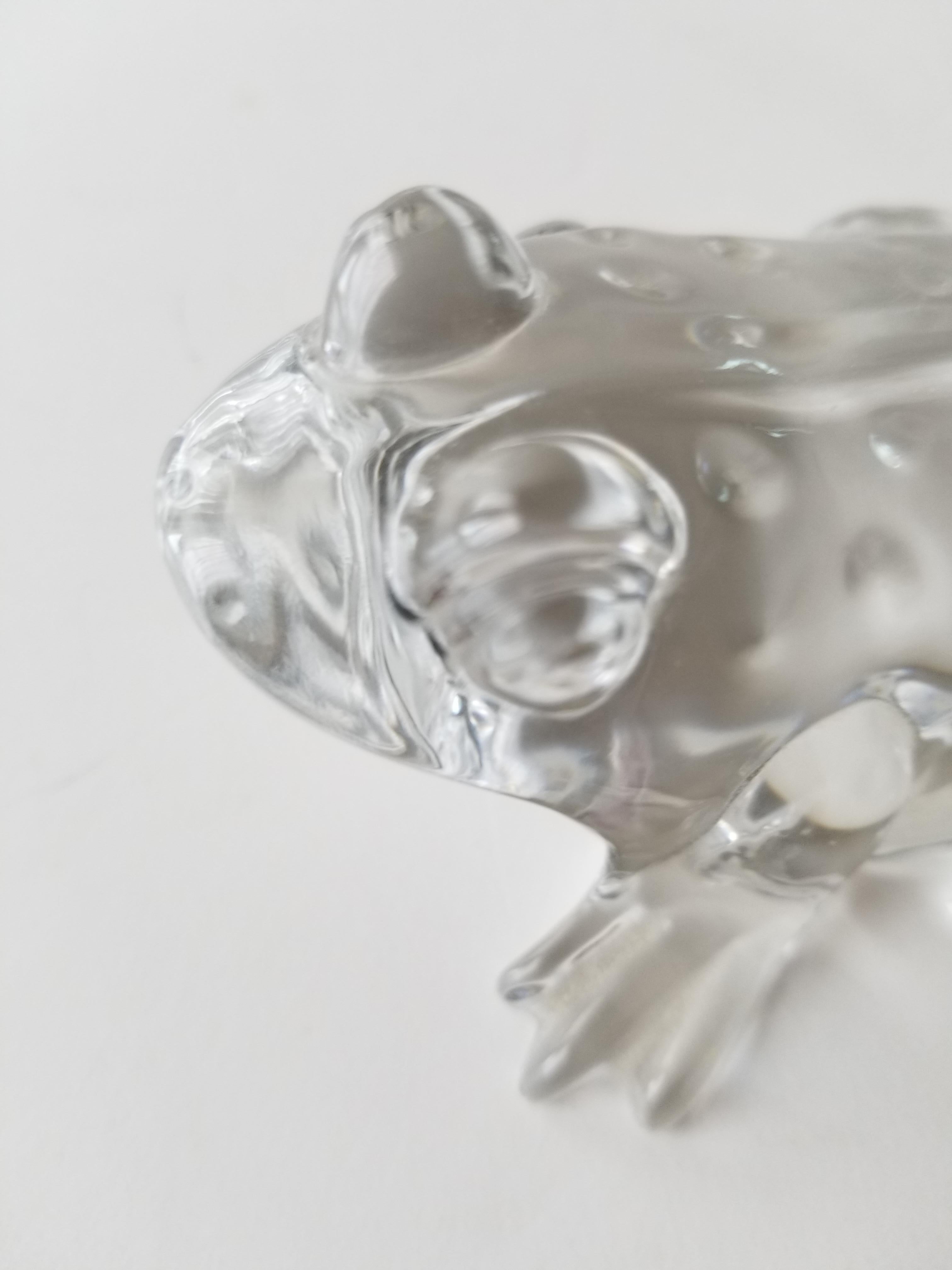 1980s Lovely Frog Paperweight Sculptural Glass Figurine by Waterford Crystal 4