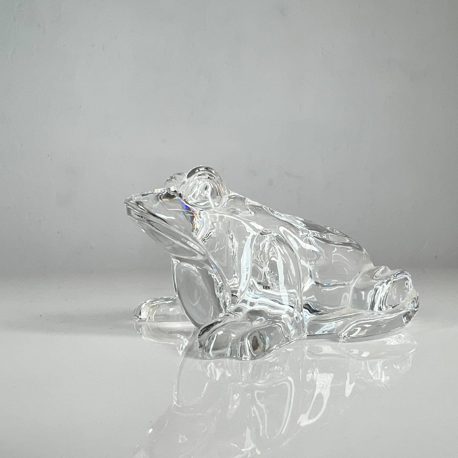 1980s Lovely Frog Paperweight Sculptural Glass Figurine by Waterford Crystal 5