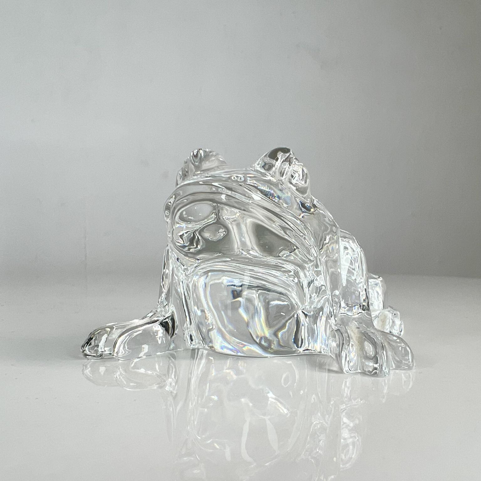1980s Lovely Frog Paperweight Sculptural Glass Figurine by Waterford Crystal 6