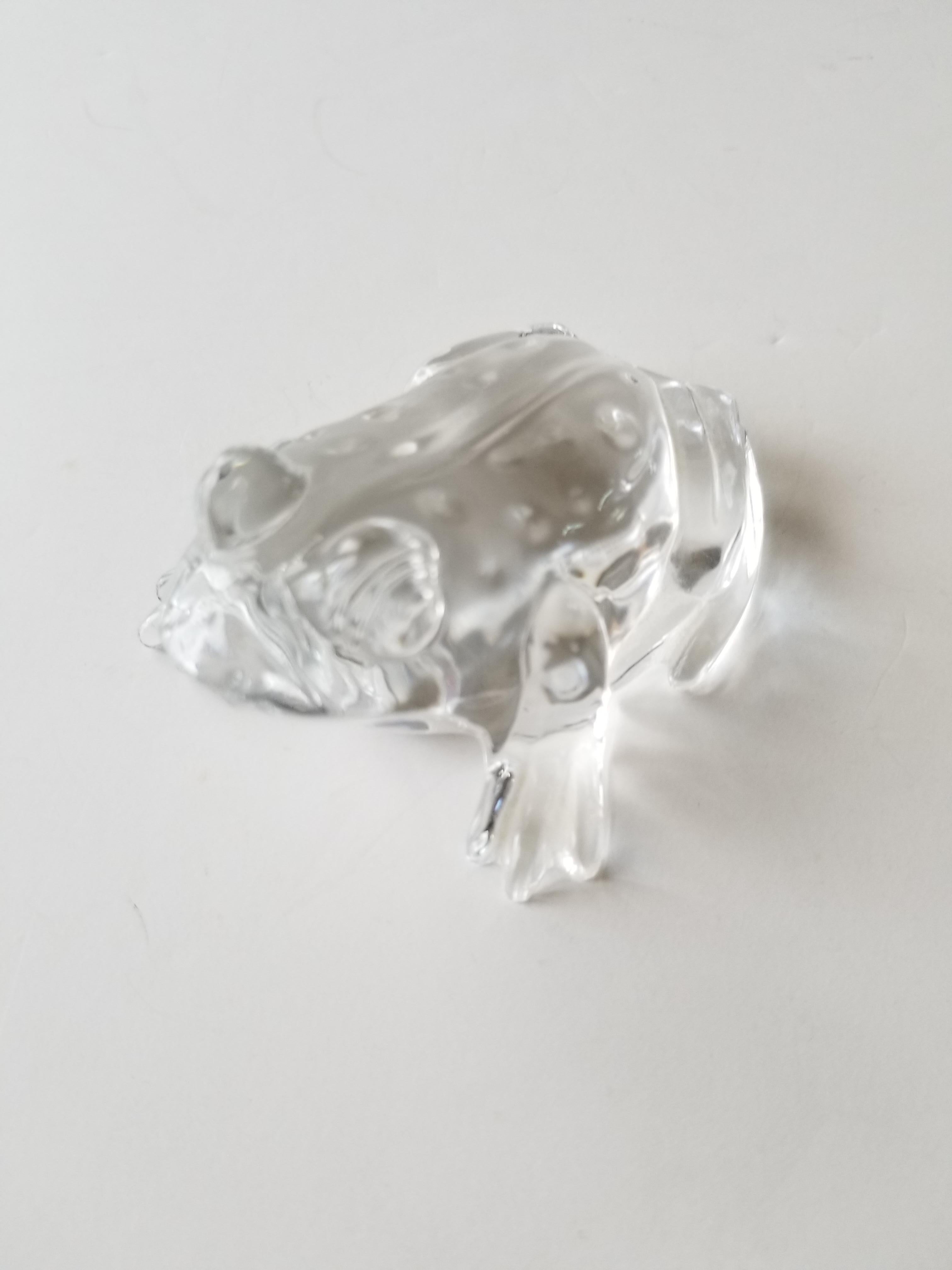 Modern 1980s Lovely Frog Paperweight Sculptural Glass Figurine by Waterford Crystal