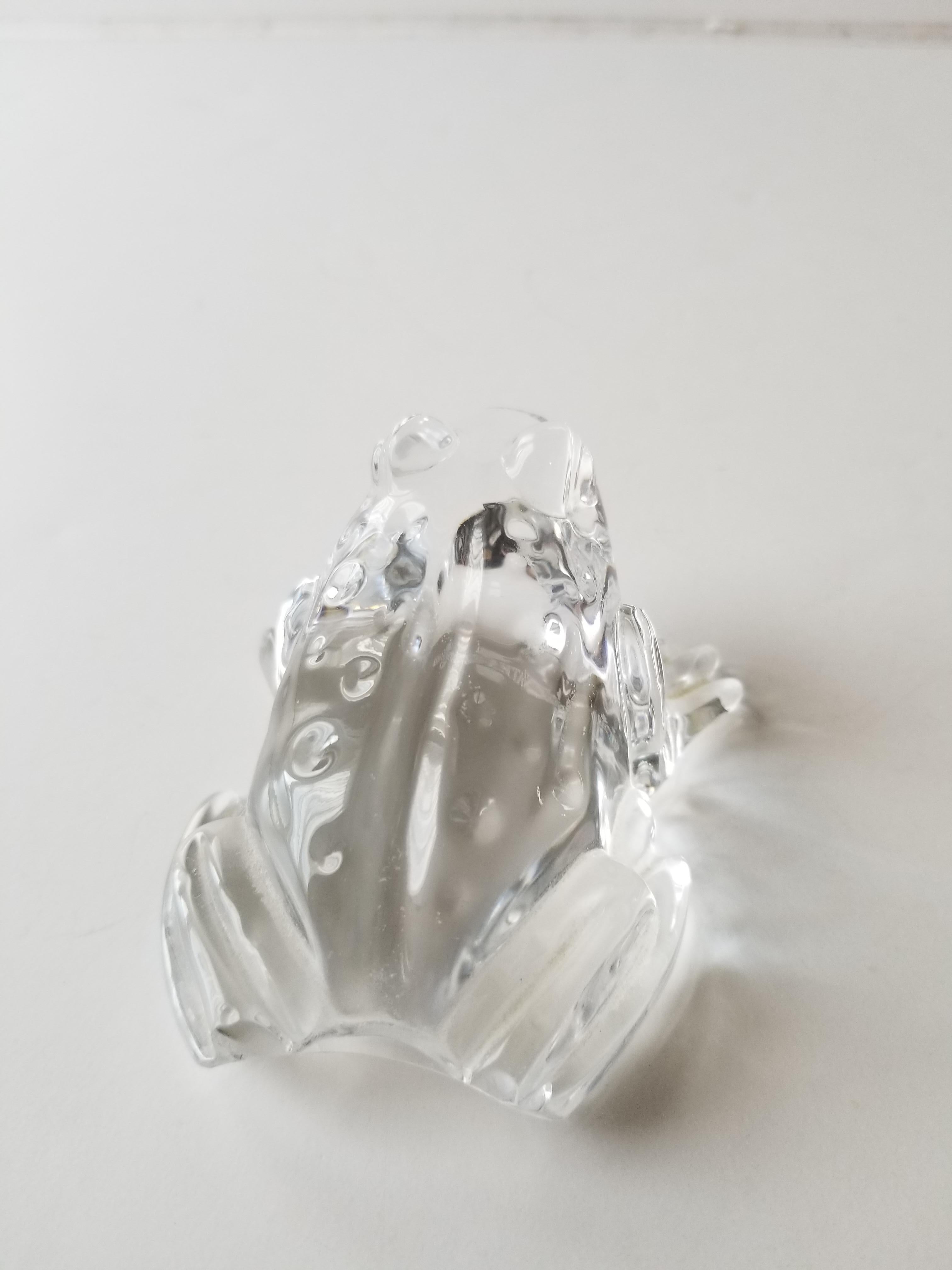 Late 20th Century 1980s Lovely Frog Paperweight Sculptural Glass Figurine by Waterford Crystal