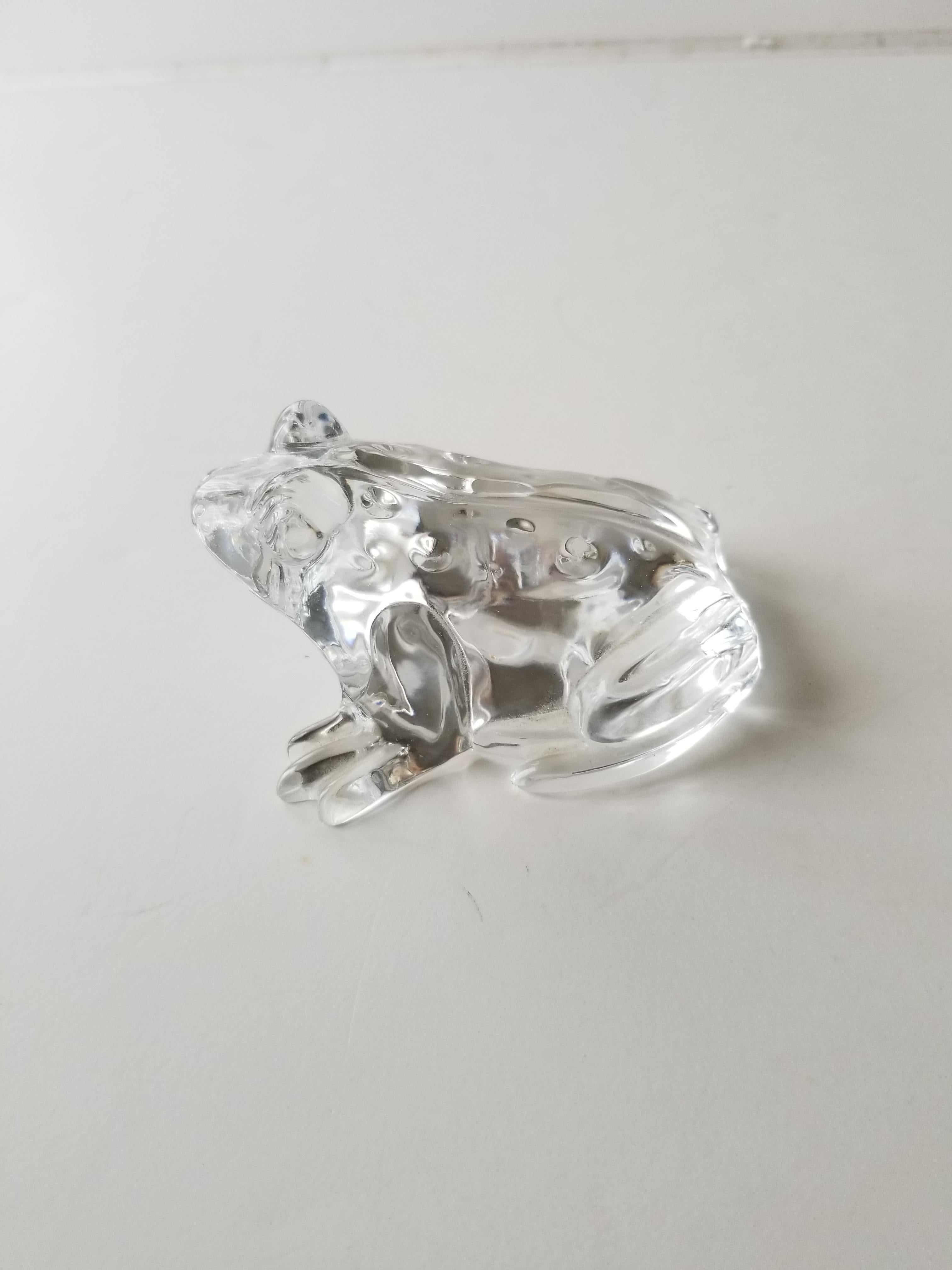 1980s Lovely Frog Paperweight Sculptural Glass Figurine by Waterford Crystal 1