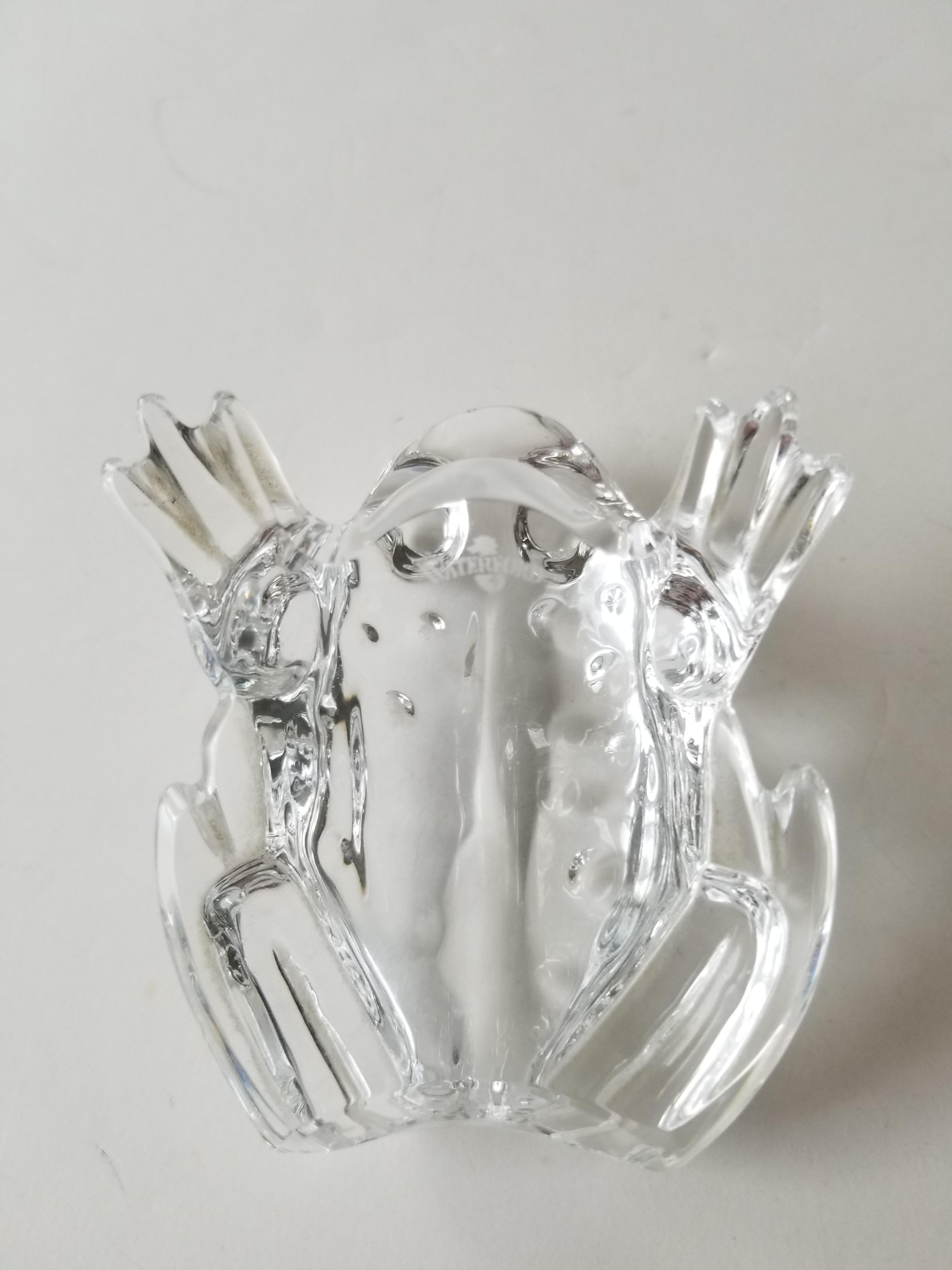 1980s Lovely Frog Paperweight Sculptural Glass Figurine by Waterford Crystal 2