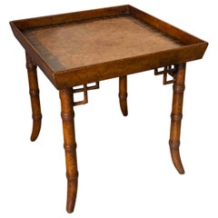 1980s Low Wooden Side Table Imitating Bamboo Painted in Brown Tones