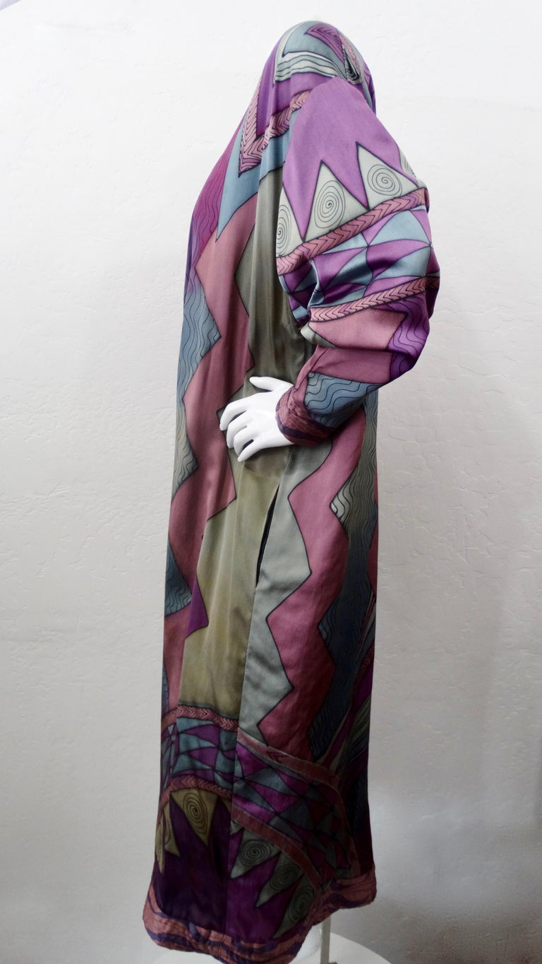 Luanne Rimel 1980s Abstract Motif Silk Duster For Sale 6