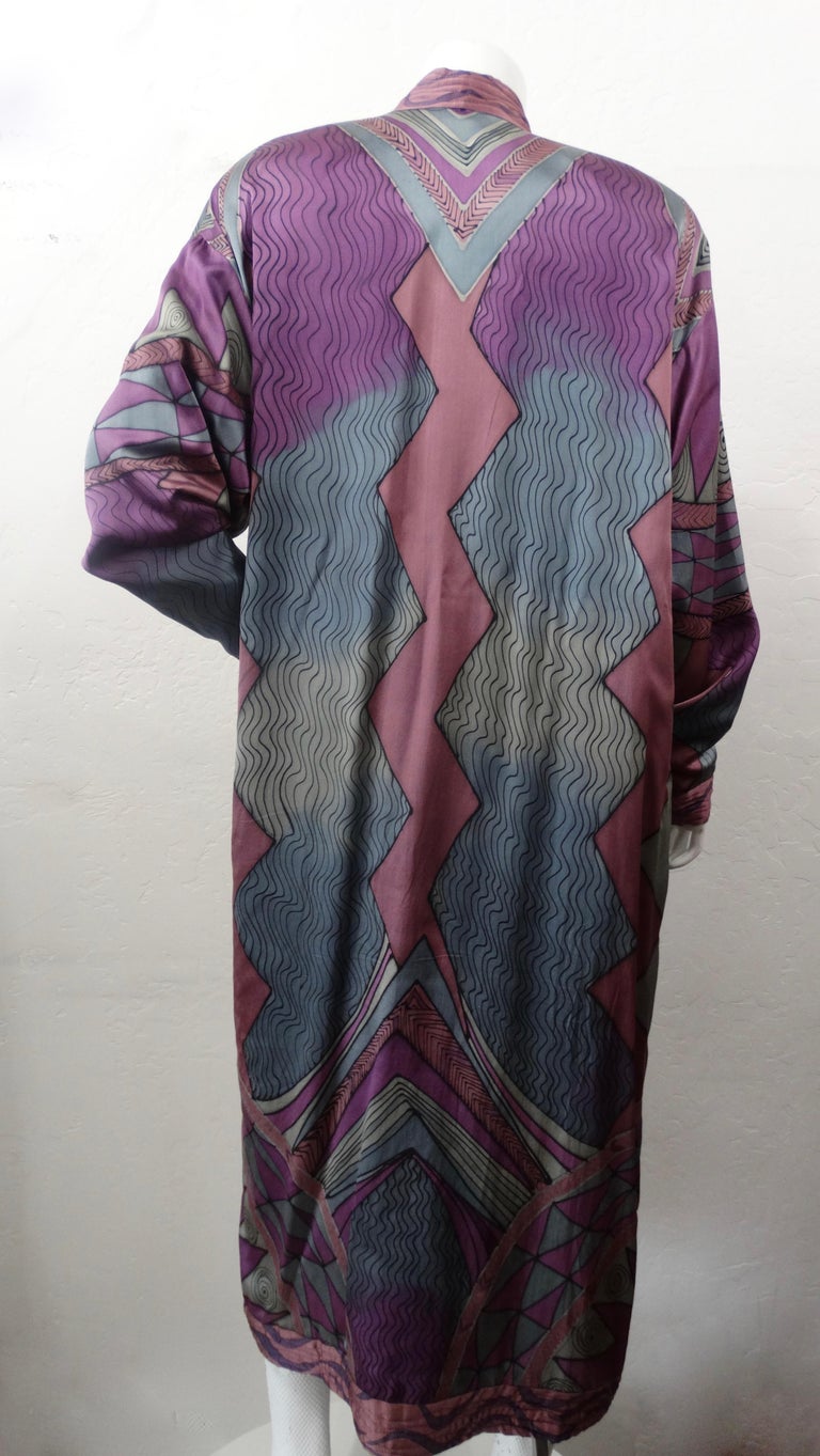 Luanne Rimel 1980s Abstract Motif Silk Duster For Sale 1
