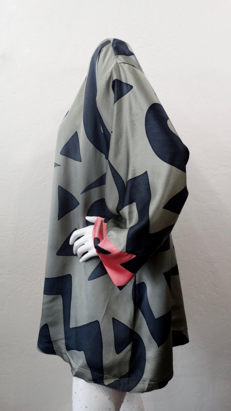  Luanne Rimel 1980s Geometric Print Silk Jacket For Sale 1