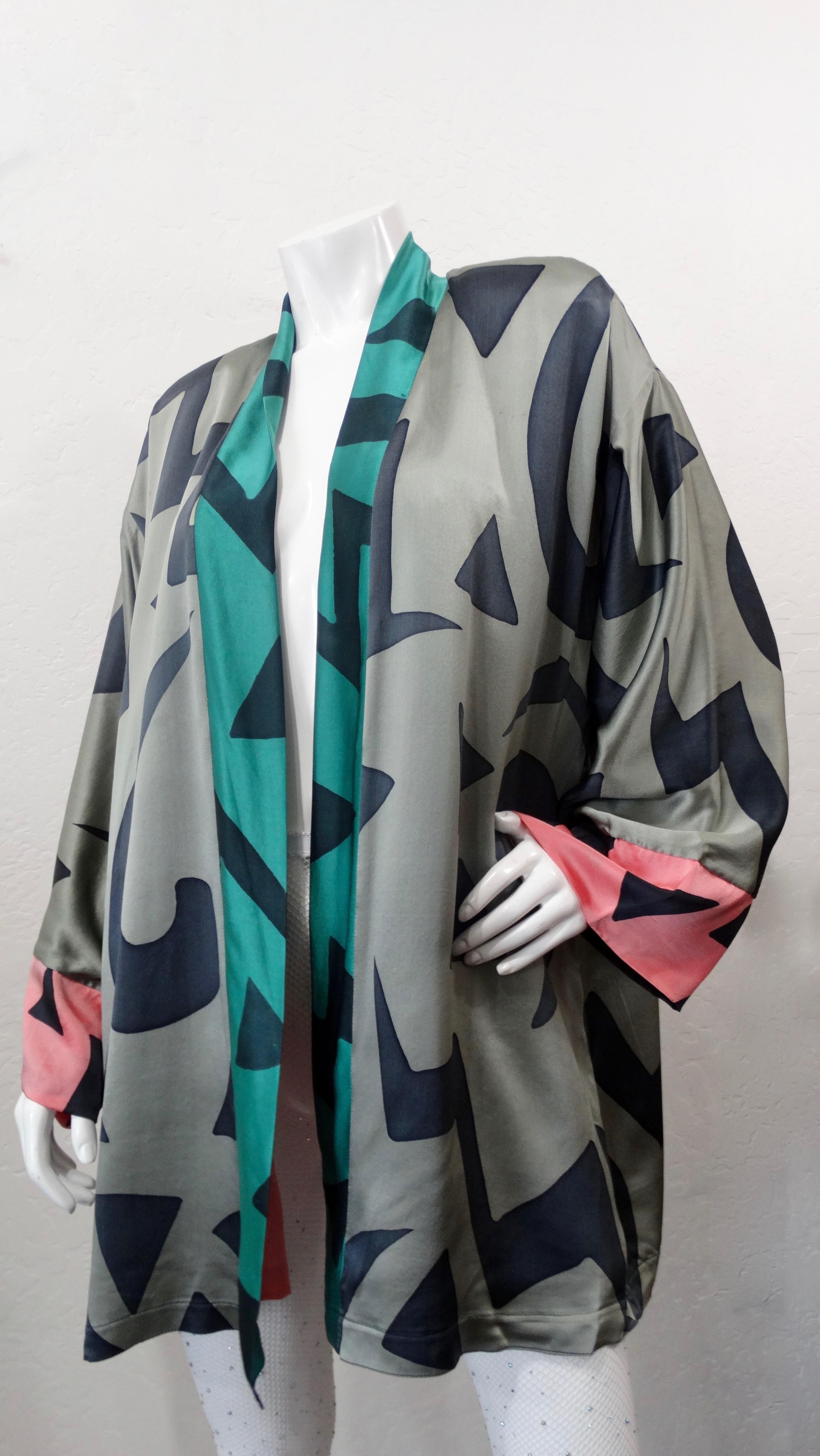  Luanne Rimel 1980s Geometric Print Silk Jacket 2