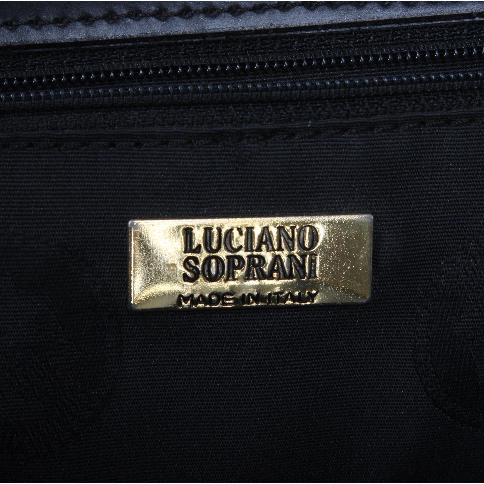 1980s Luciano Soprani Black Leather Handbag 4
