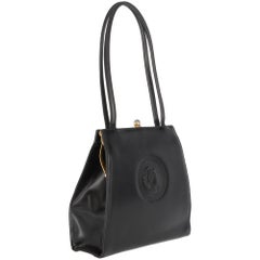 1980s Luciano Soprani Black Leather Handbag