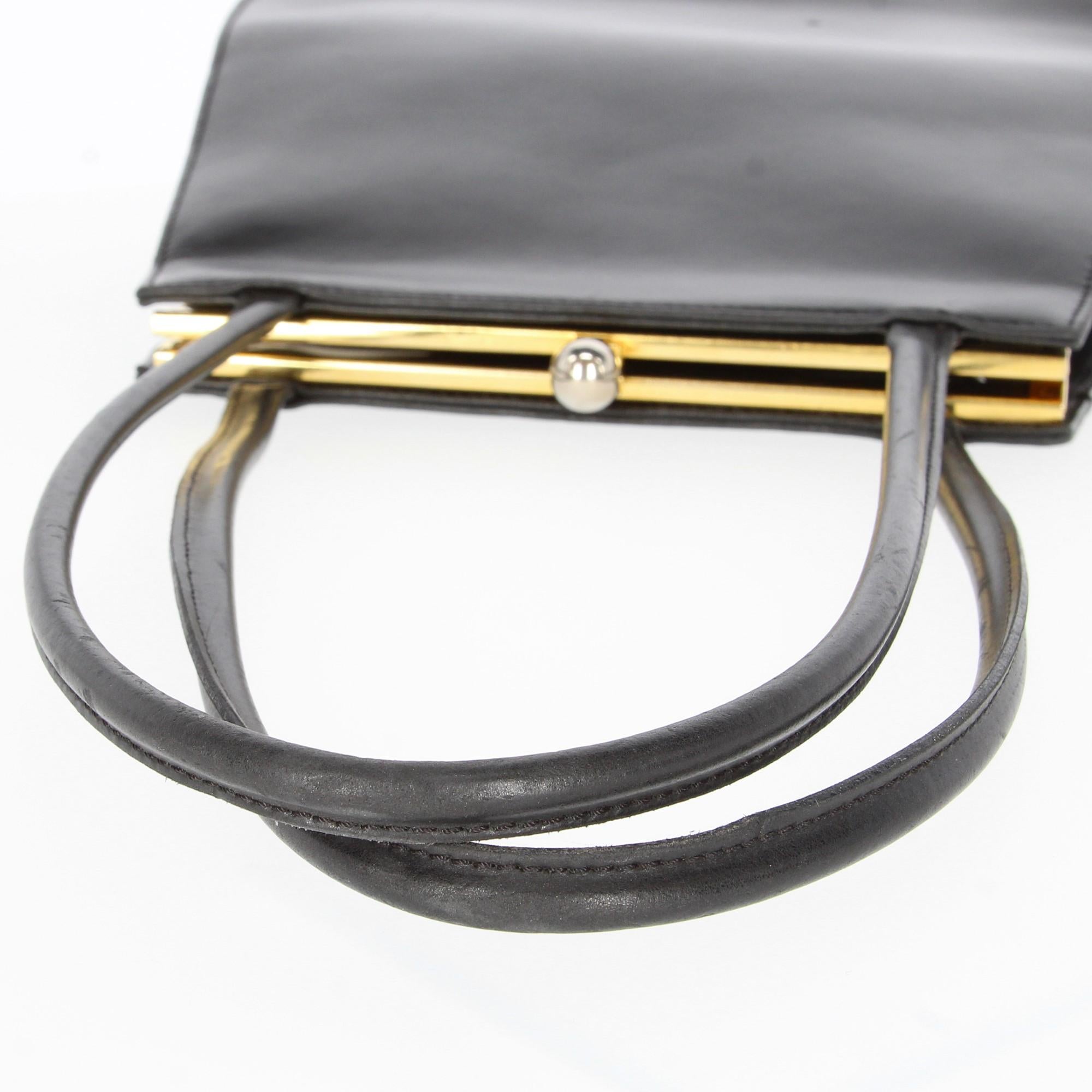 Women's 1980s Luciano Soprani Black Leather Handbag