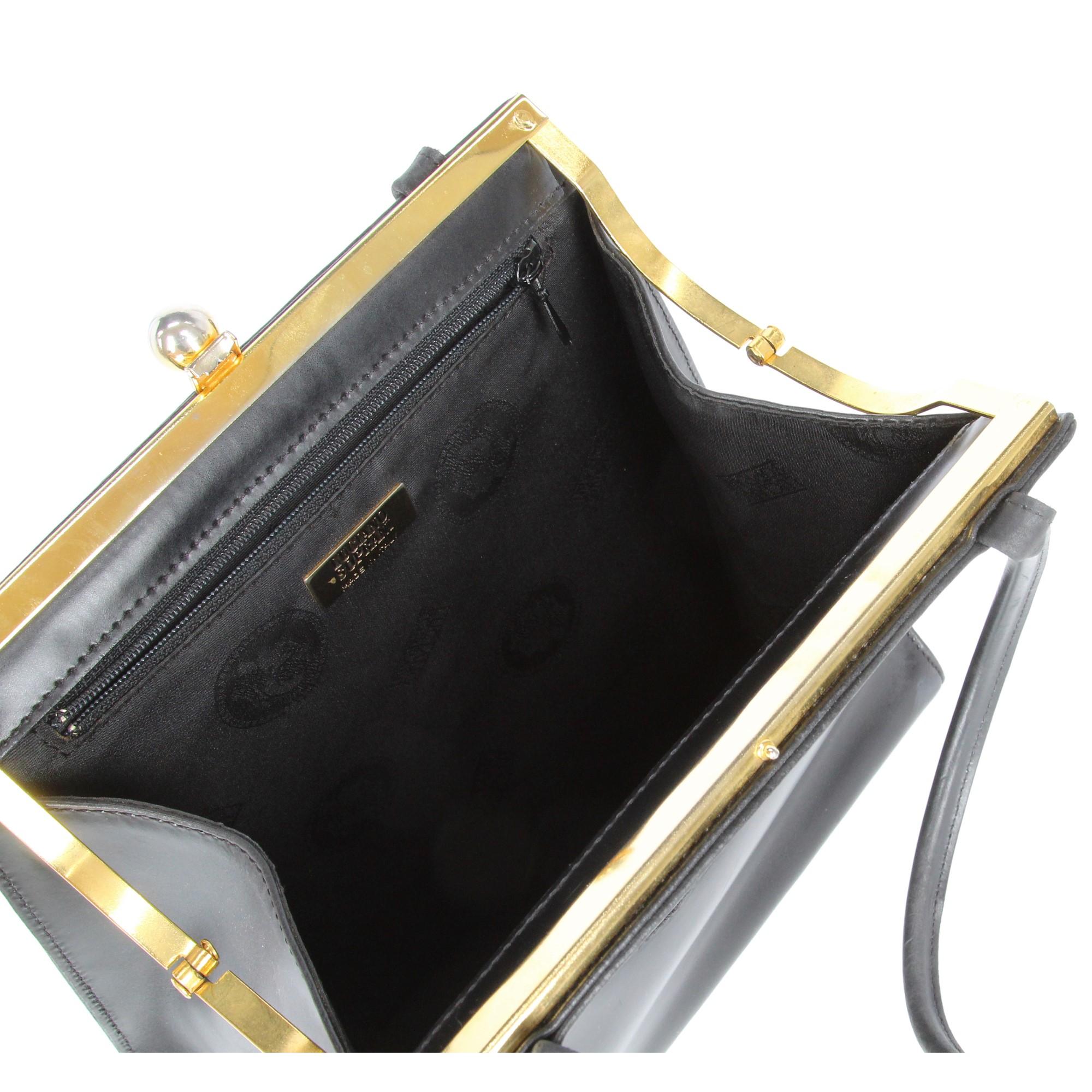 1980s Luciano Soprani Black Leather Handbag 1