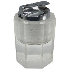 1980s Lucite and Chrome Octagon Shaped Tabletop Lighter