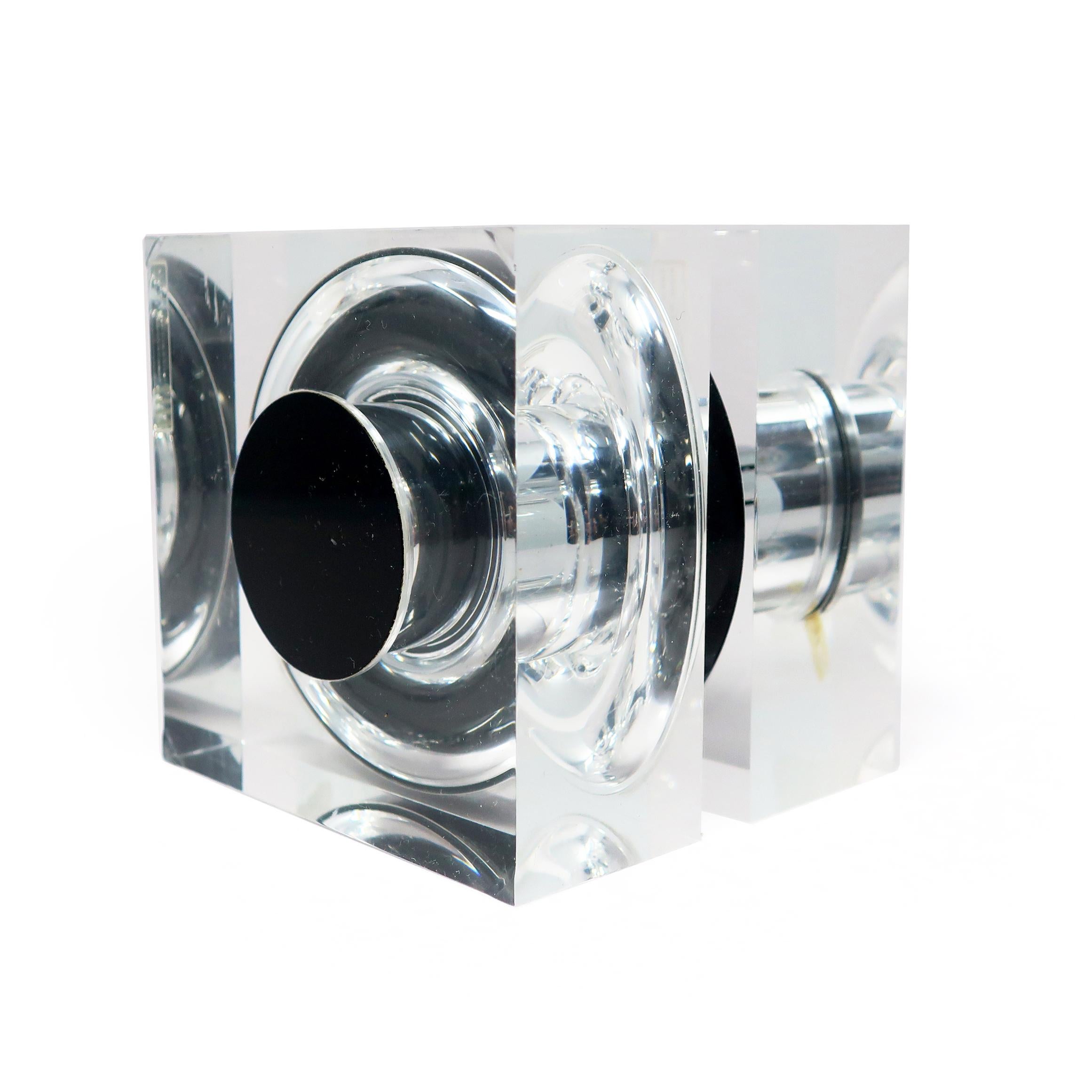 1980s Lucite and Chrome Table Lighter by Felice Antonio Botta 1