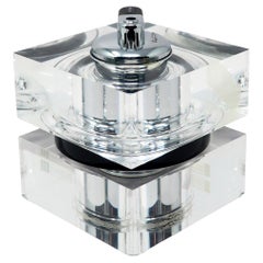 1980s Lucite and Chrome Table Lighter by Felice Antonio Botta