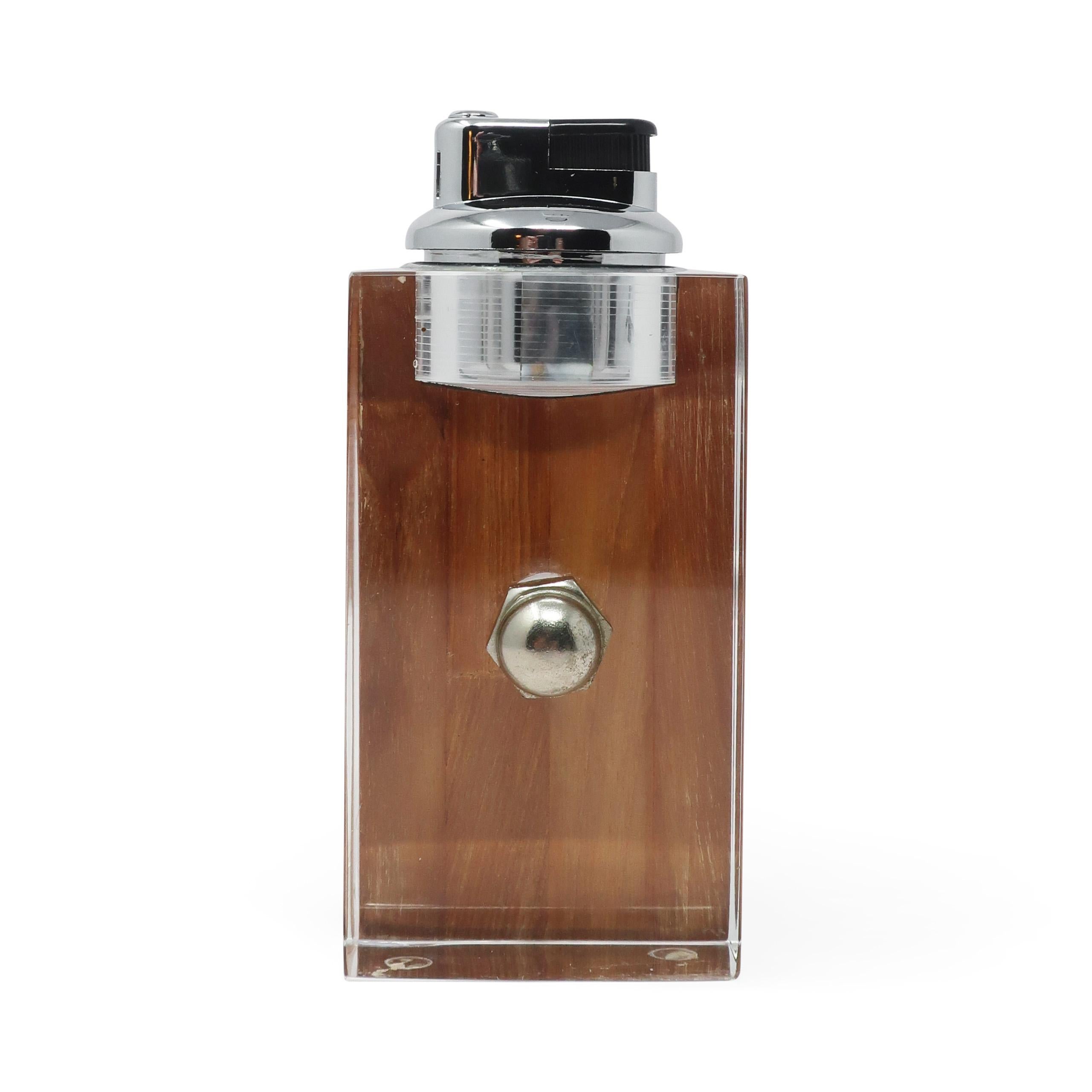 20th Century 1980s Lucite and Wood Astrolite Table Lighter by Ritts Co. of Los Angeles
