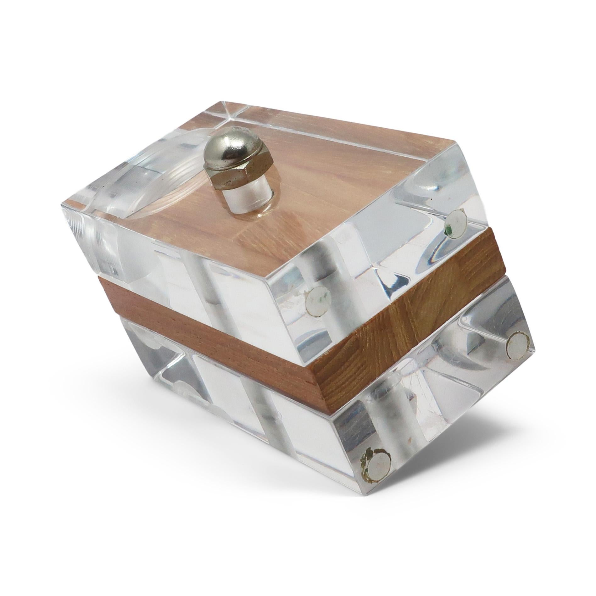 1980s Lucite and Wood Astrolite Table Lighter by Ritts Co. of Los Angeles 2