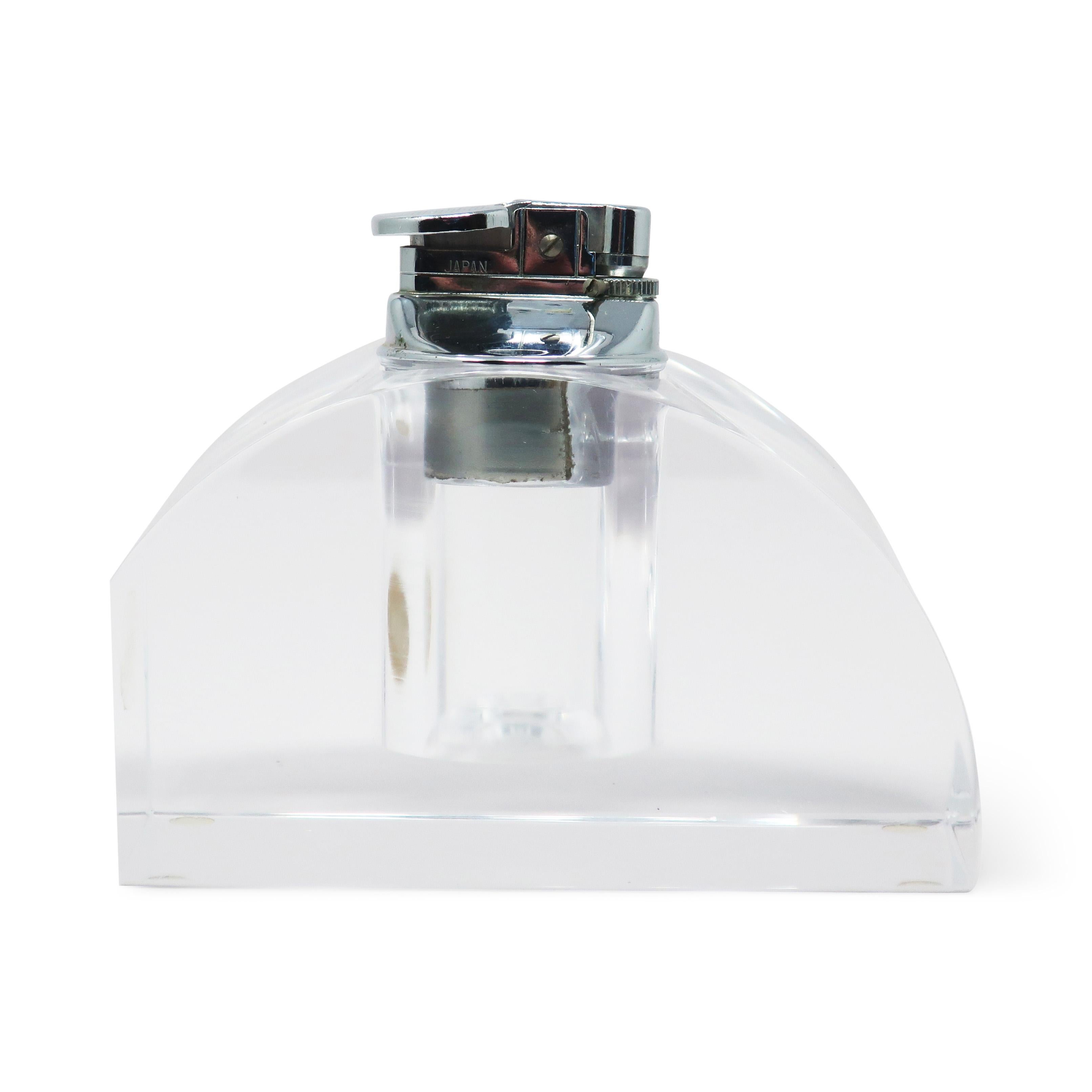 Post-Modern 1980s Lucite Astrolite Table Lighter by Ritts Co. of Los Angeles For Sale
