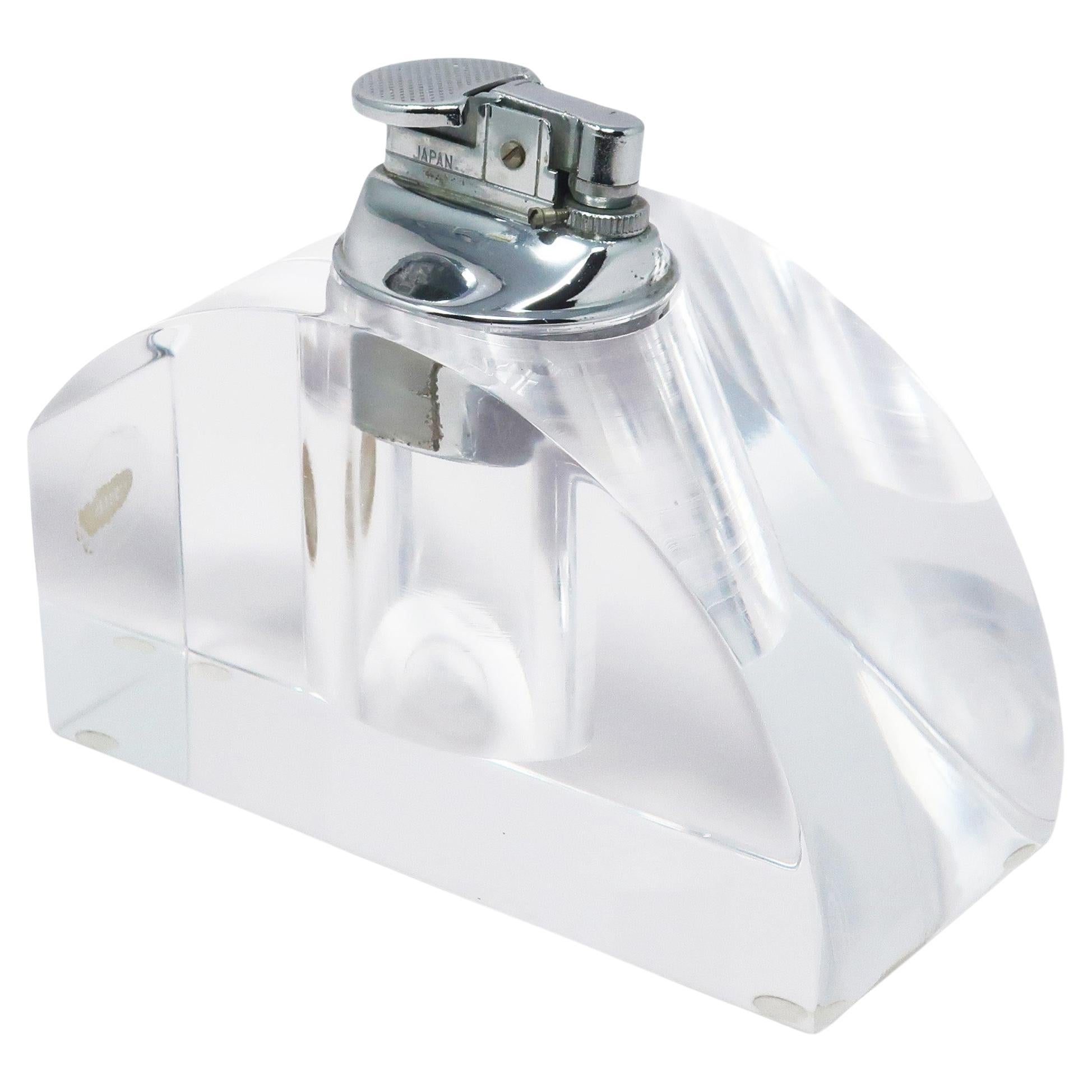 1980s Lucite Astrolite Table Lighter by Ritts Co. of Los Angeles