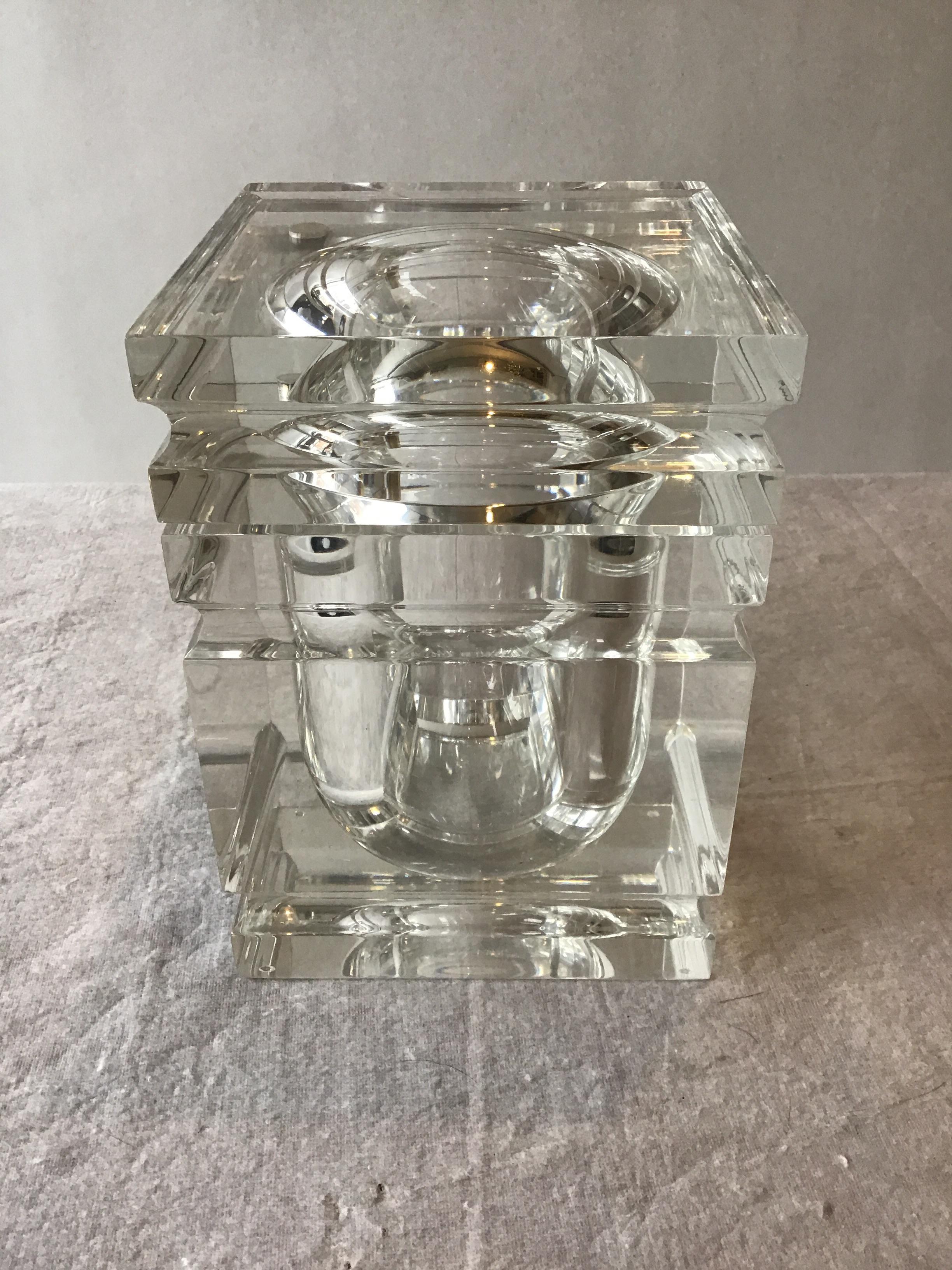 1980s Lucite box. Is a cool ice bucket as well. Sliding lid.