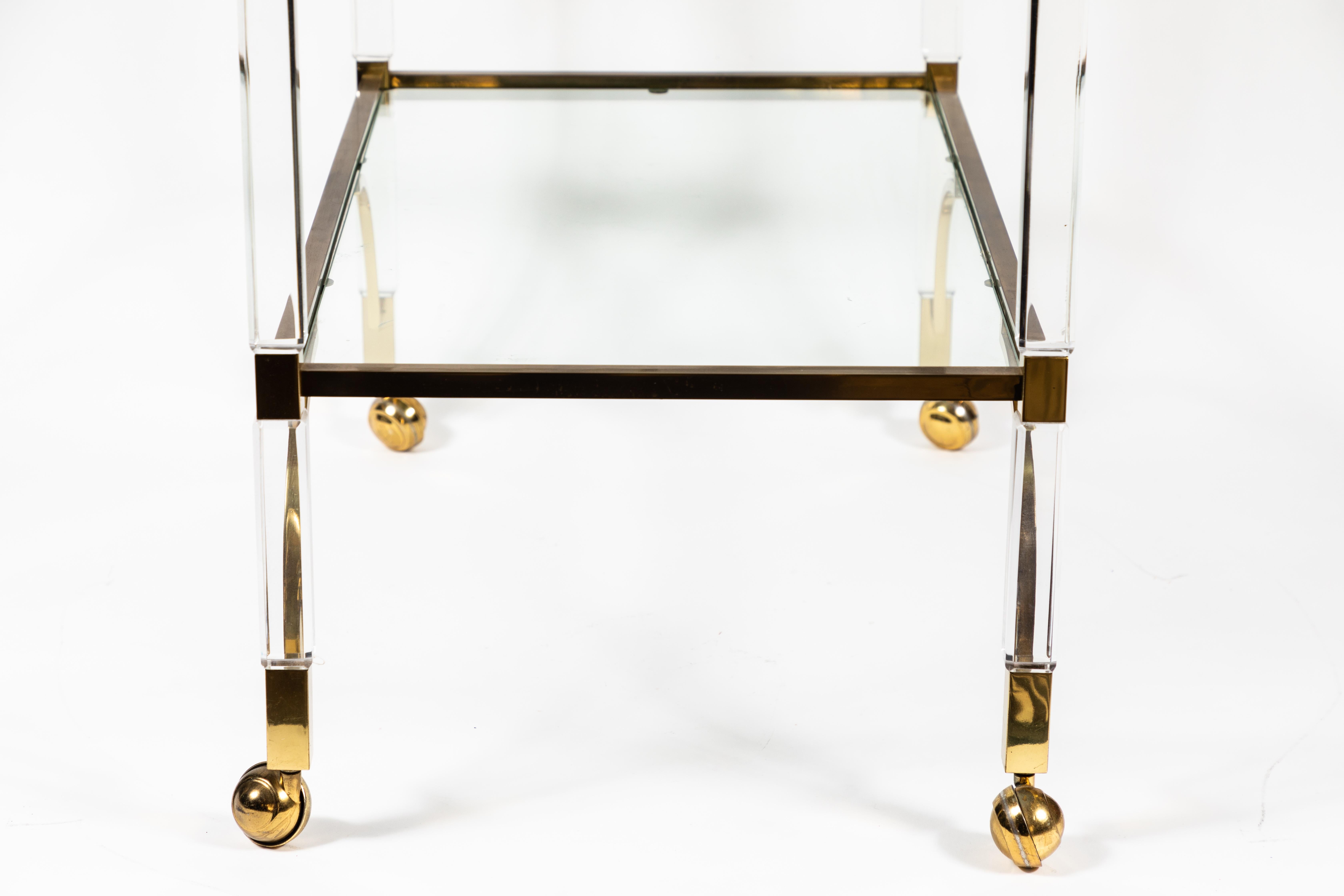 1980s Lucite and Brass Cart 3